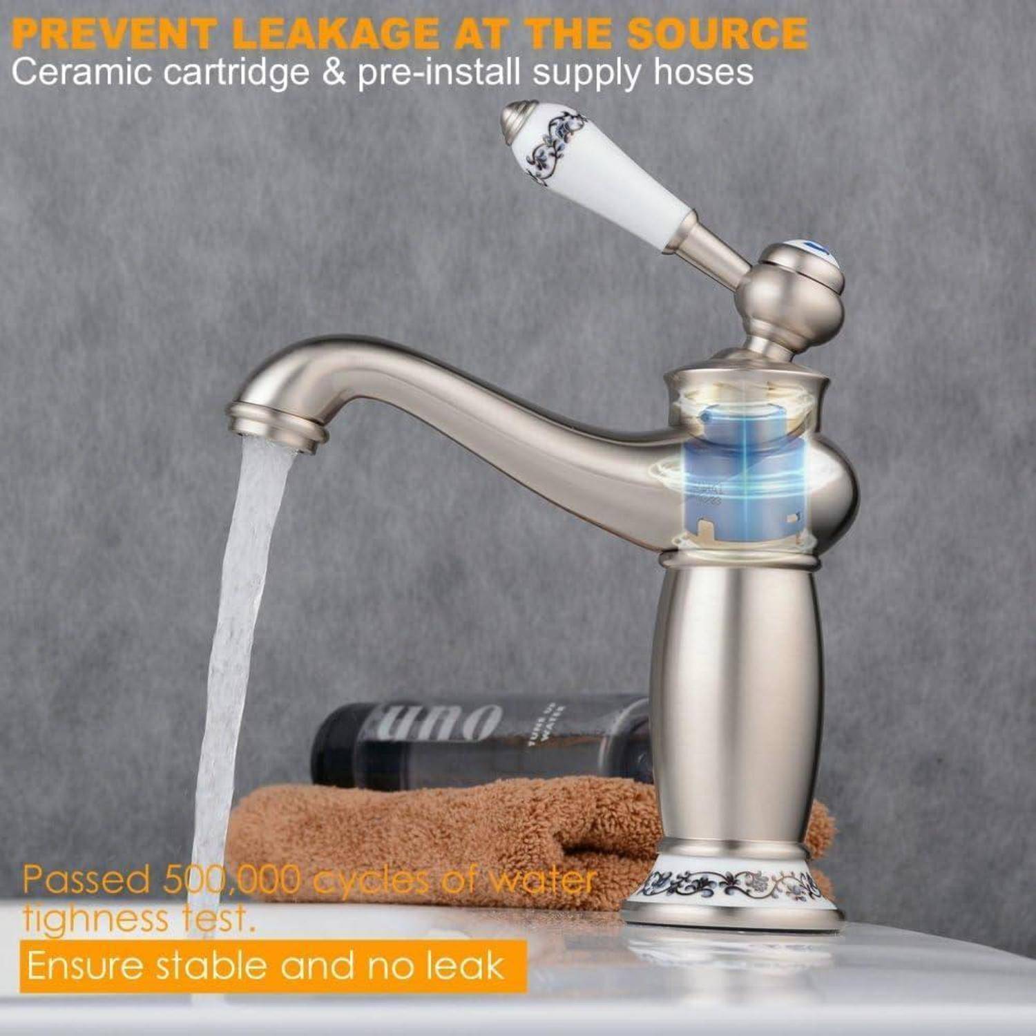 Beelee Elegant Wasserhahn bad Waschtisch Waschbecken Armatur Einhebelmischer Mischbatterie Badarmatur Waschtischarmatur, gebürstetes Nickel Gebürste