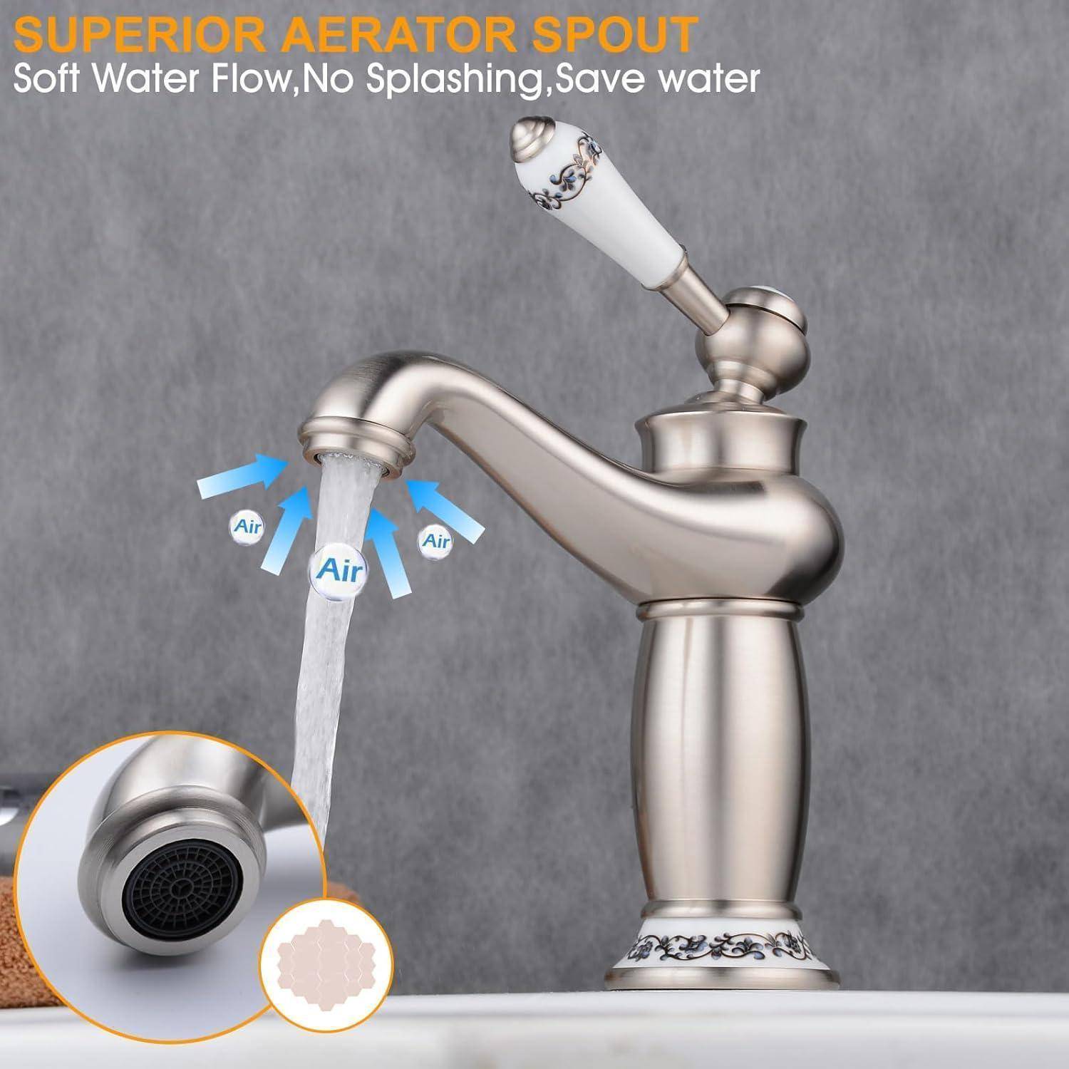 Beelee Elegant Wasserhahn bad Waschtisch Waschbecken Armatur Einhebelmischer Mischbatterie Badarmatur Waschtischarmatur, gebürstetes Nickel Gebürste
