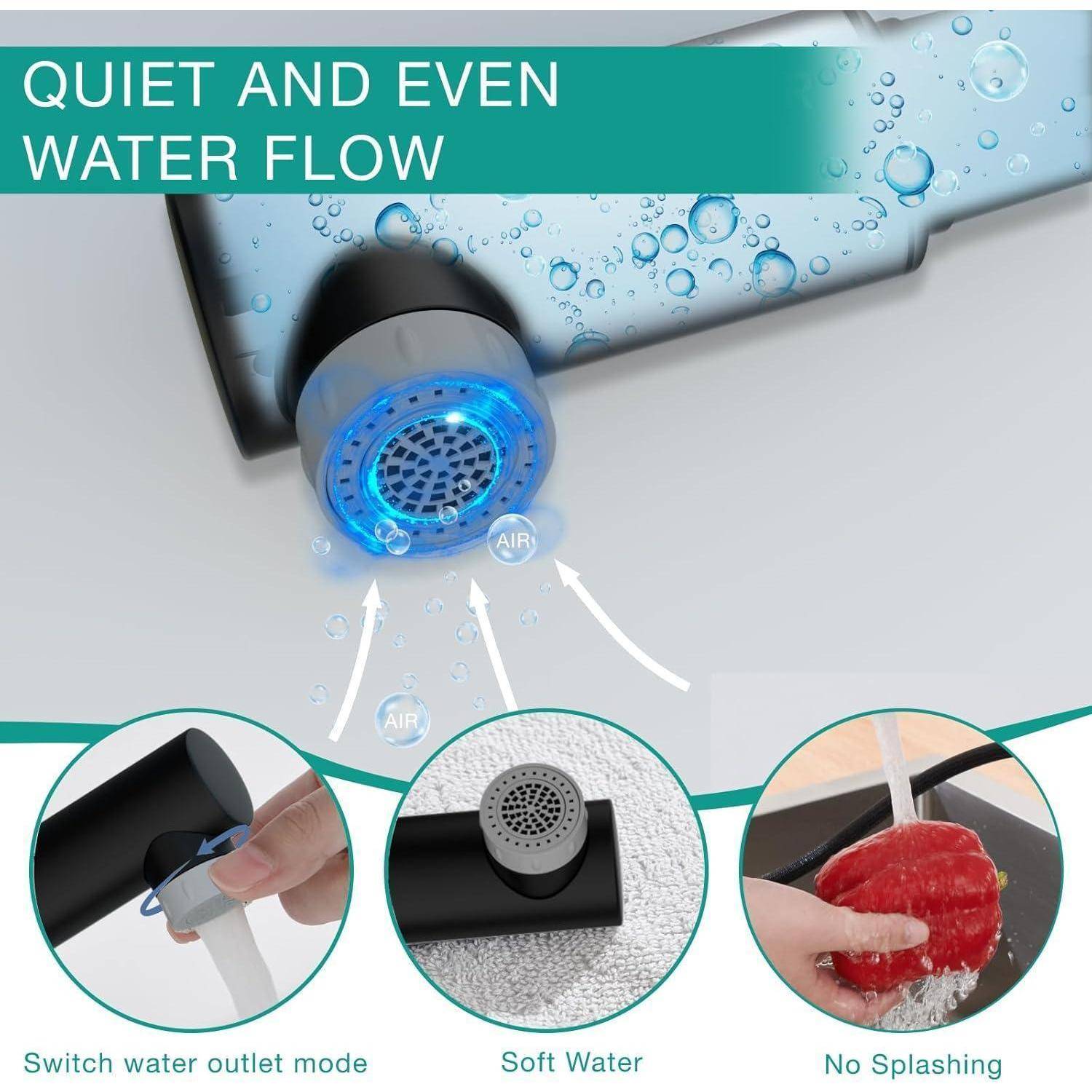 Werbegrafik mit einem Wasserhahn-Strahlregler mit 