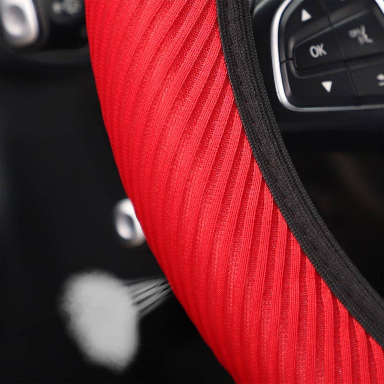 JNNJ Lenkradbezug Aus Polyester, Anti-Rutsch Sport Elastic Band Lenkradabdeckung Universal, Atmungsaktiver Gestreifter Lenkradbezug Aus Elastischem