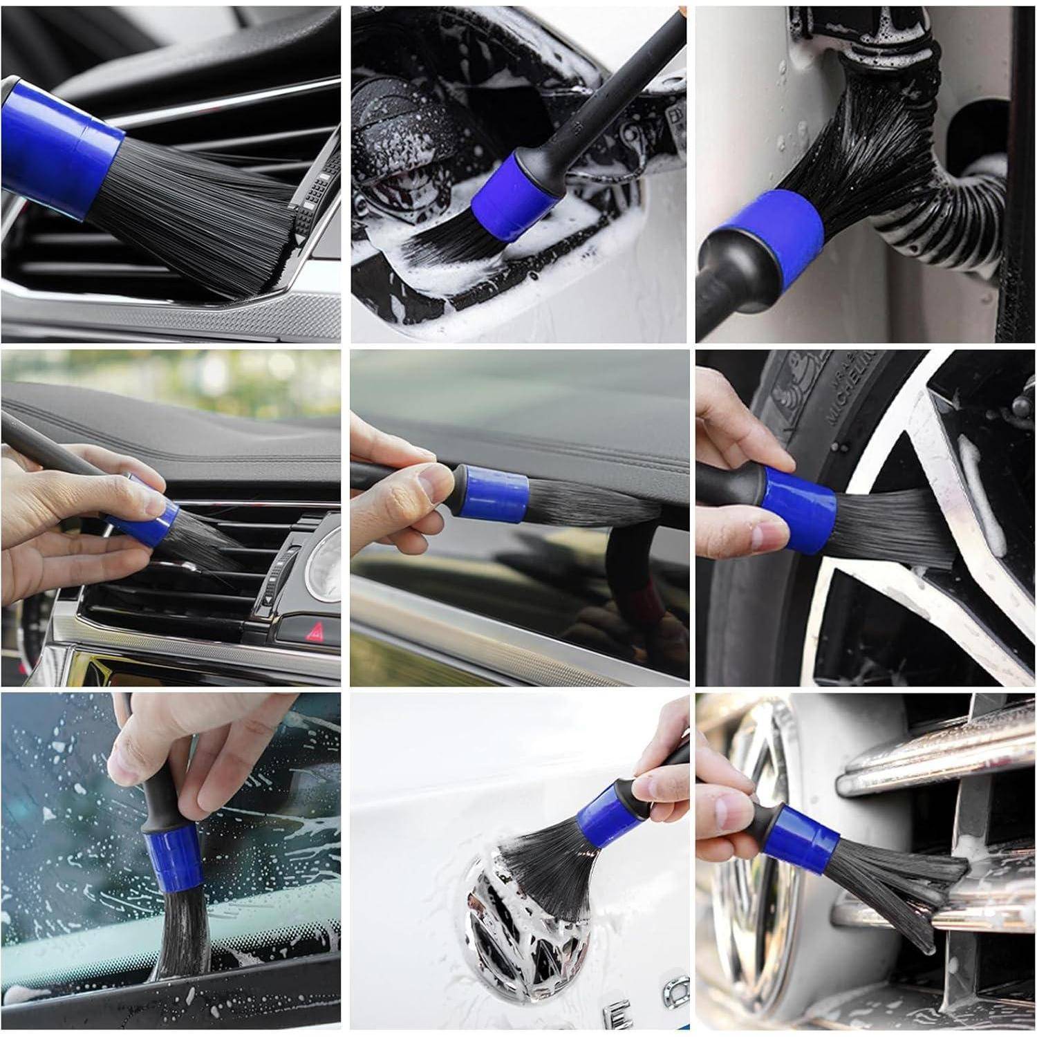 9 Stück Auto Reinigungspinsel Detailing Pinsel Set,Ultrasoft Detail Bürste, Auto Reinigungsbürsten Auto Detailing Pinsel Für Auto Innenraum und Au