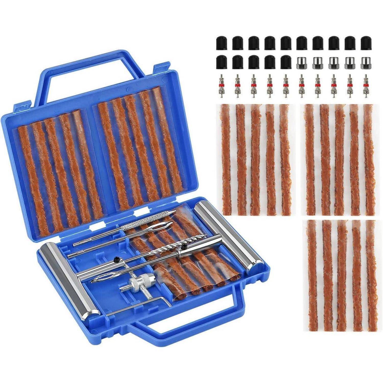VonLux Reifenreparaturset Auto Reifen Reparaturset 67tlg Heavy Duty Flat Reifen Reparatur Set, Flicken Satz, Schlauchlose Autoreifen Flickzeug