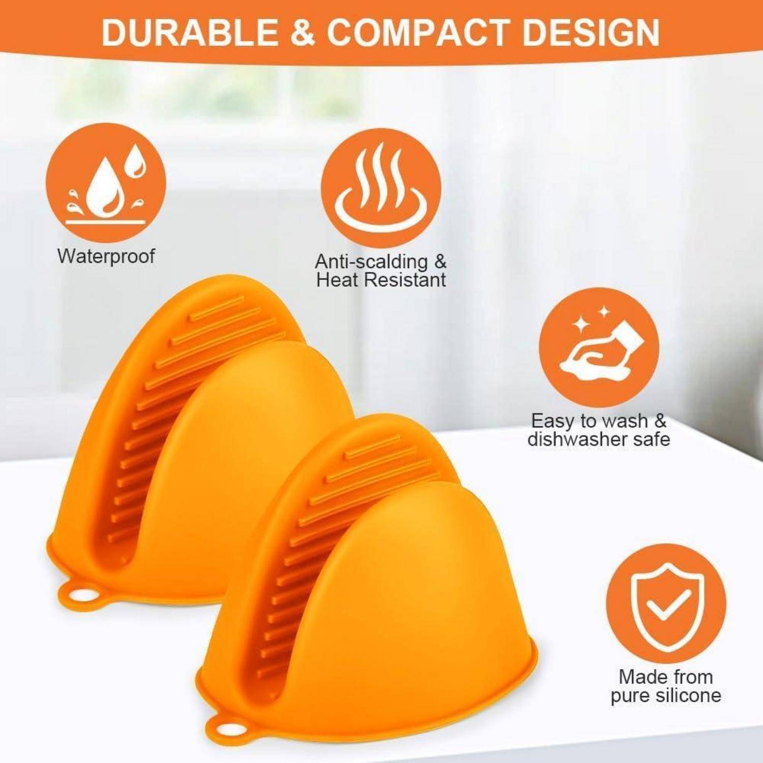 AUAUY 1 Paar Silikon Ofenhandschuhe Verdicken, Mini-Ofenhandschuh Anti-Rutsch Hitzebeständige Silikon Topflappen, Mini Ofen Mitts, wasserdichte