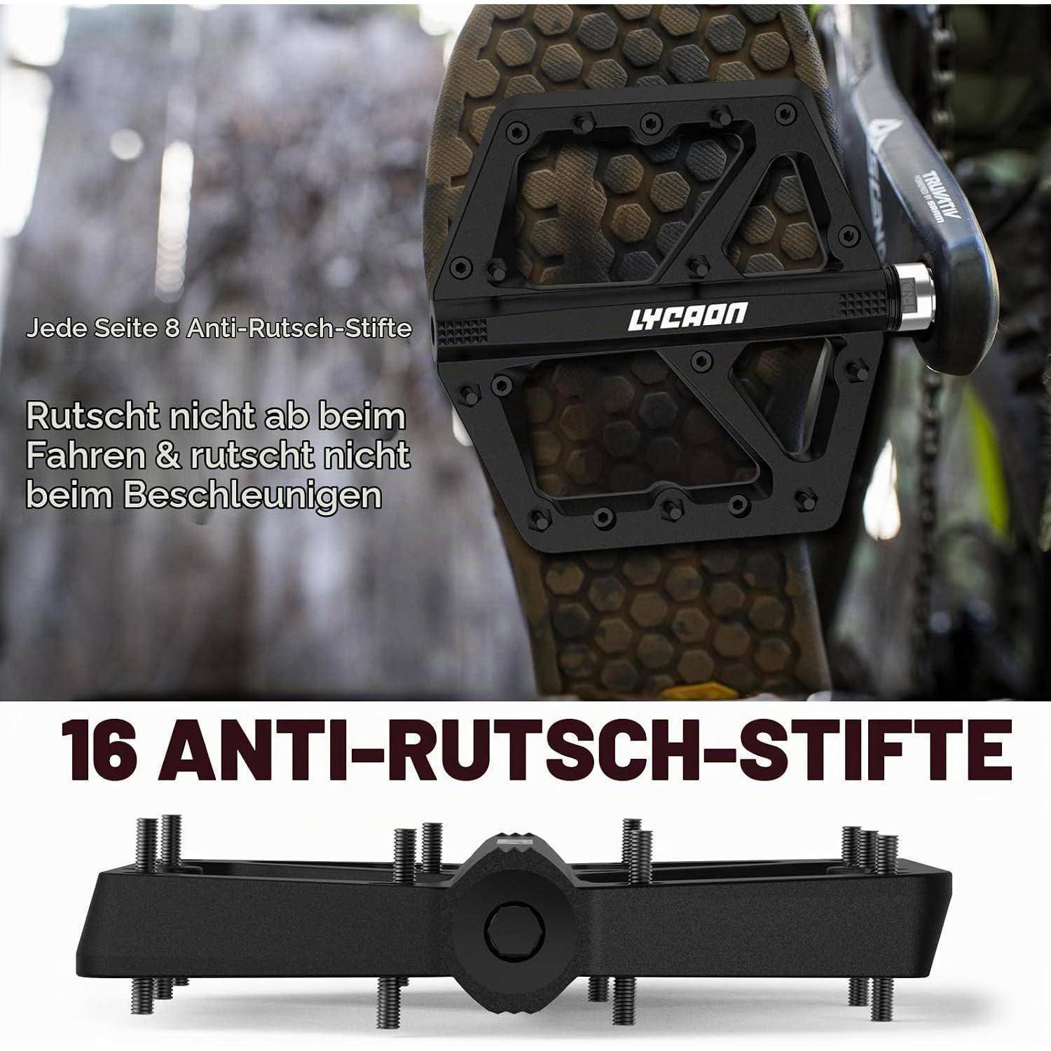 LYCAON Fahrradpedale - Rennrad/Mountainbike MTB Pedale, rutschfeste 9/16-Zoll CR-MO Spindel Fahrrad Nylon Pedal, Pedale für MTB BMX Fahrrad Road
