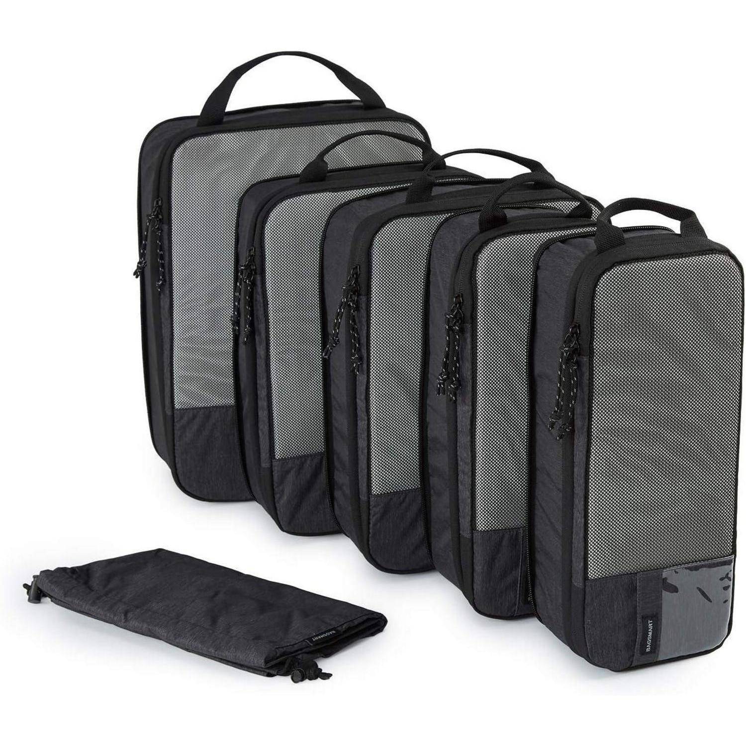 BAGSMART Packing Cubes Compression 6 Stück, Rucksack Koffer Organizer Packtaschen, Wasserdicht Packwürfel Kompression, Travel Essentials Kofferorgan