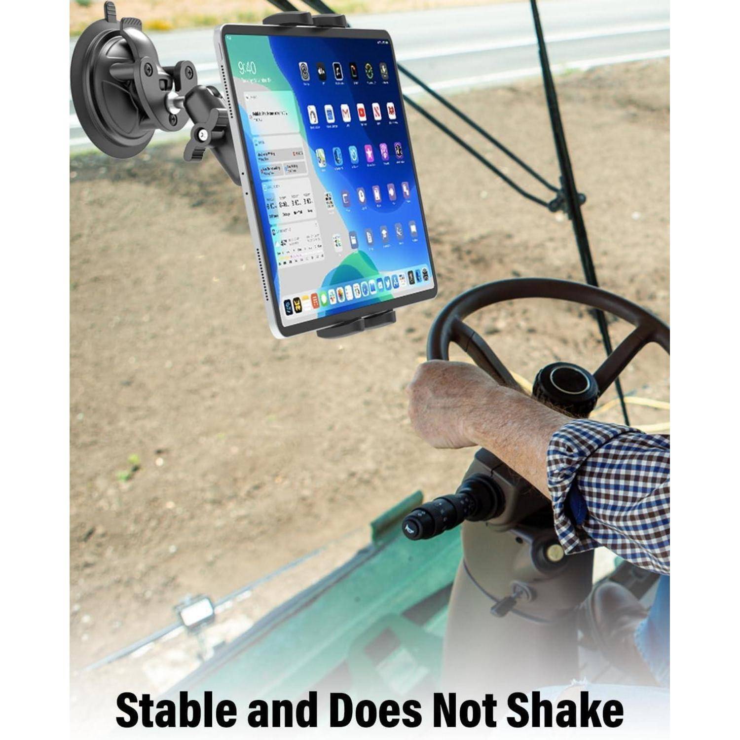 Starker Saugnapf Tablet Halterung Traktor [Stoßfester Metall arm], iPad Halterung Auto Saugnapf Extra Stark, für 4-12,9 Zoll Handy &amp; Tablet, iPad Pr