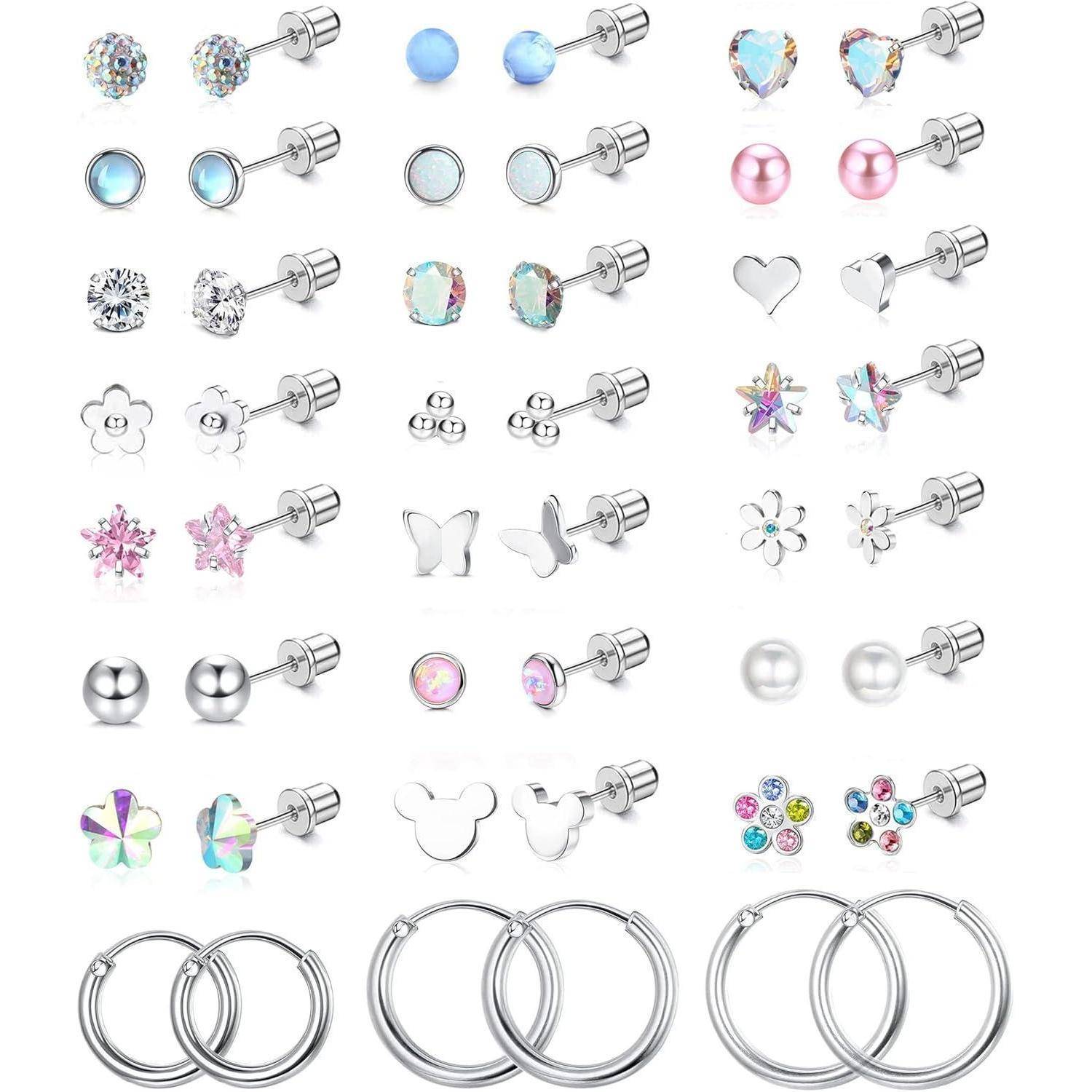YADOCA 24 Paar Medizinische Ohrstecker Hypoallergen Ohrringe Chirurgenstahl für Damen Kinder Gesundheitsstecker Ohrringe Knorpel Helix Ohr Piercing