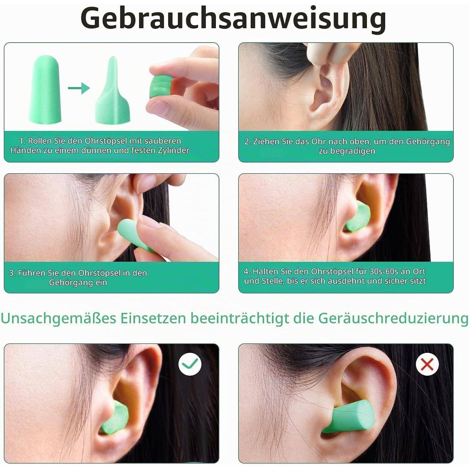 ACWOO Ohrstöpsel, 60 Paare Gehörschutz Schaumstoff Stöpsel mit Geräuschunterdrückung, Wiederverwendbare Earplugs zum Schlafen (blau)