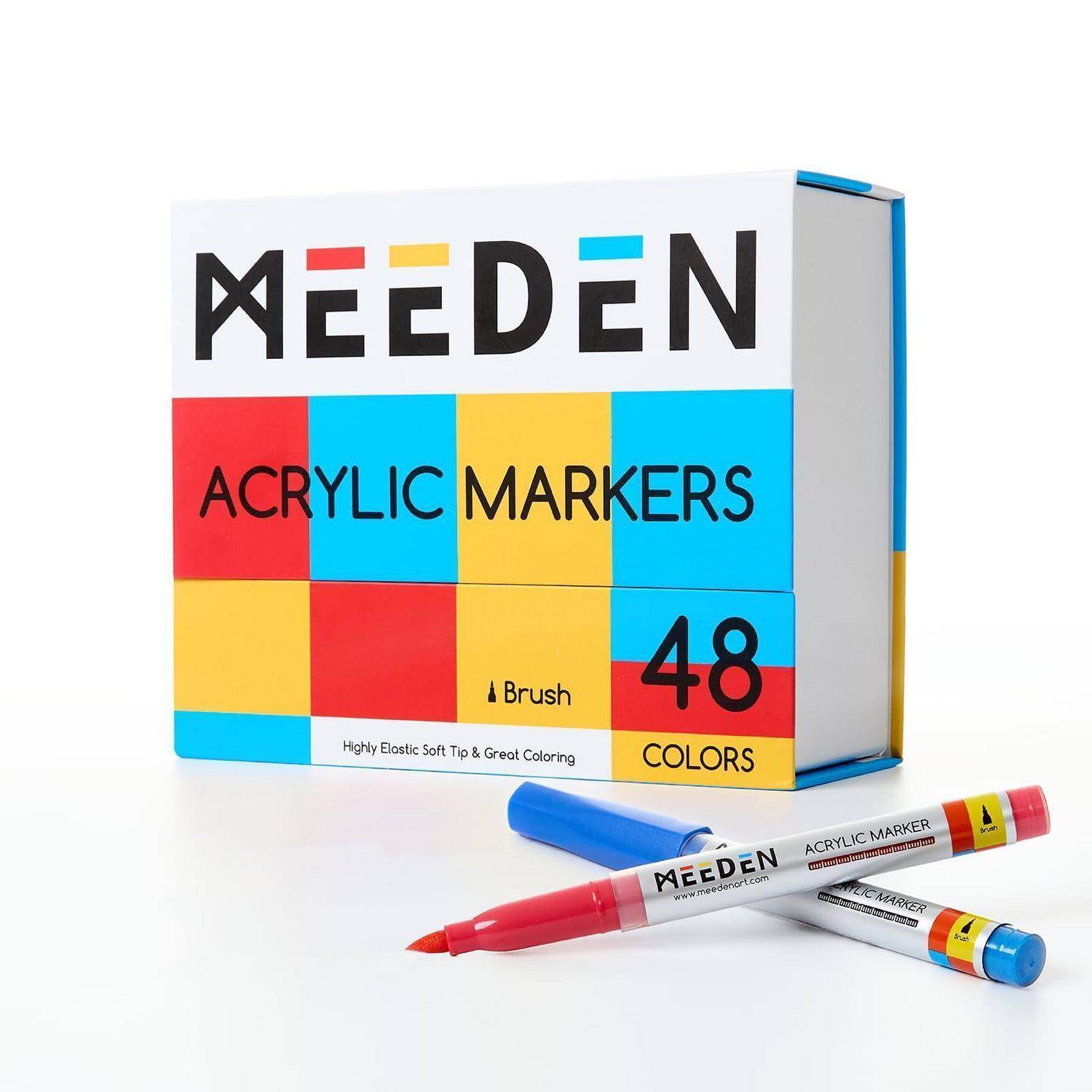 Kasten mit MEEDEN-Acrylmarkern mit der Bezeichnung „48 Farben