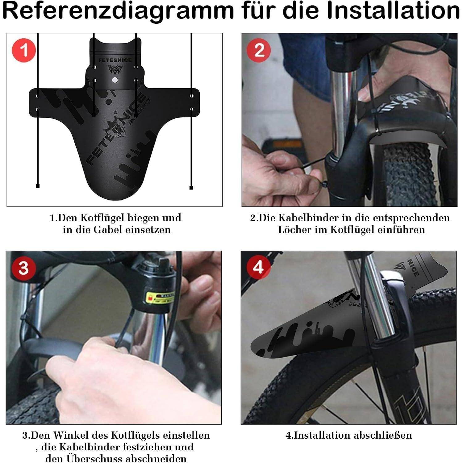 FETESNICE Mountainbike Schutzblech Set für Vorne &amp; Hinten，Universal Fahrradschutzblech/Mudguard für Mountainbike &amp; Gravelbike – Kotflügel für
