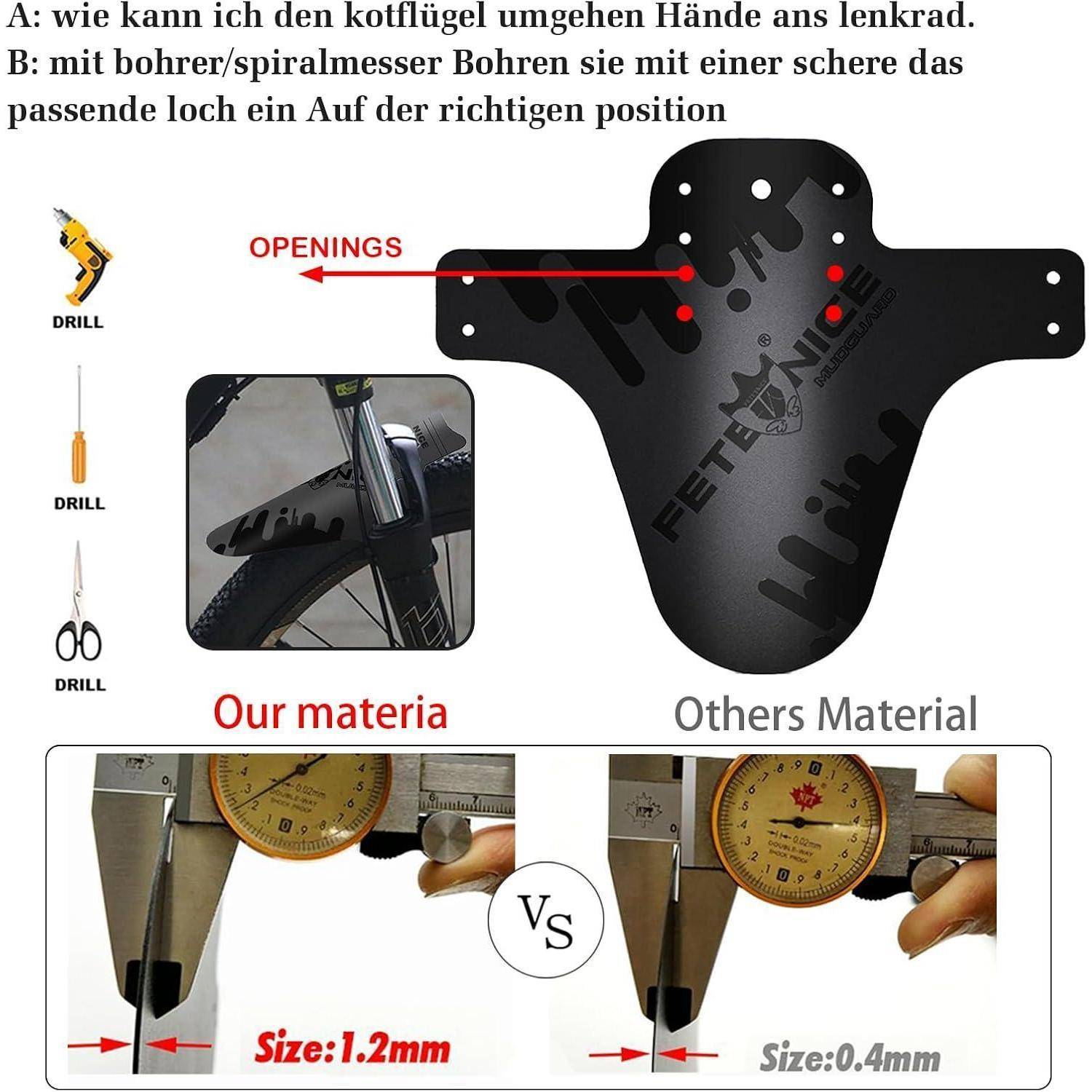 FETESNICE Mountainbike Schutzblech Set für Vorne &amp; Hinten，Universal Fahrradschutzblech/Mudguard für Mountainbike &amp; Gravelbike – Kotflügel für