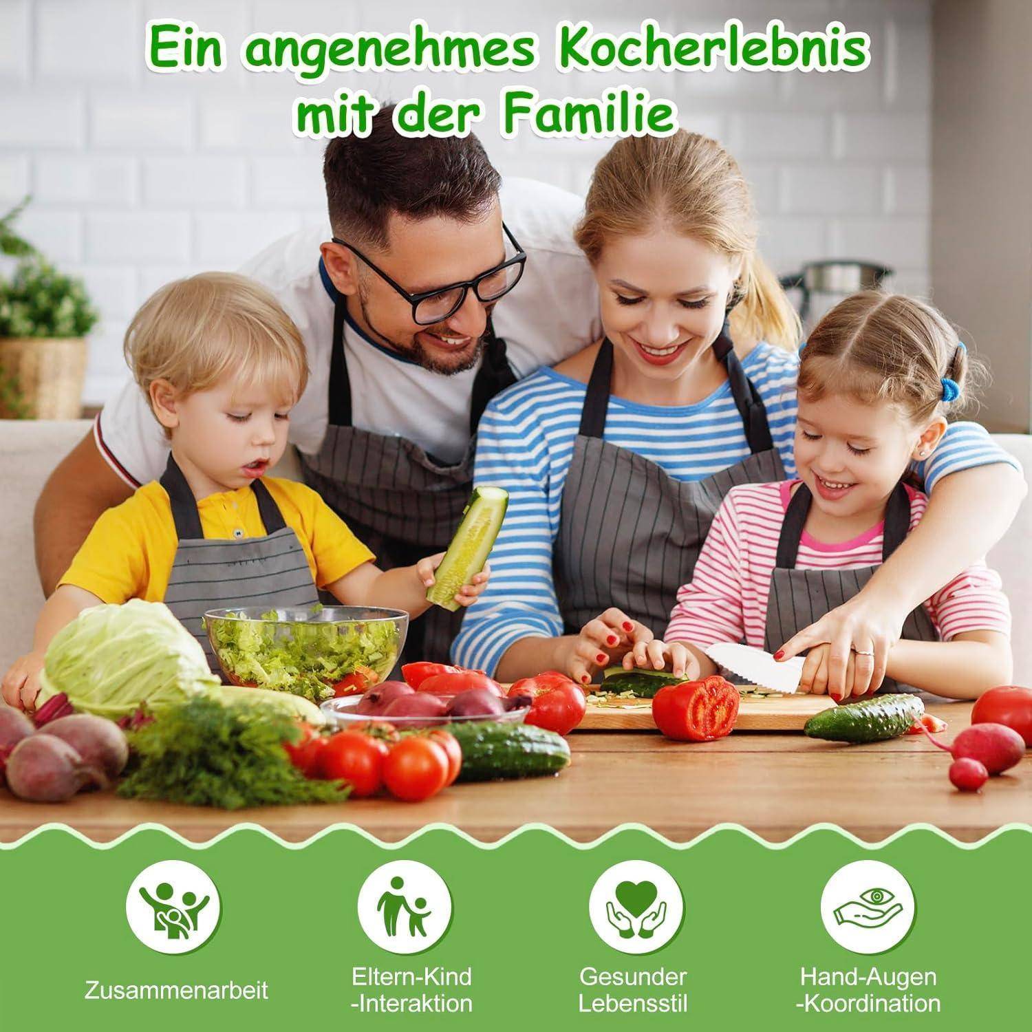 Kindermesser 8-teiliges Holzmesser Set,Montessori Messer für Kindermesser ab 2 Jahren, BPA-frei, kinder sicheres Lernmesser,Geschenkidee für kleine