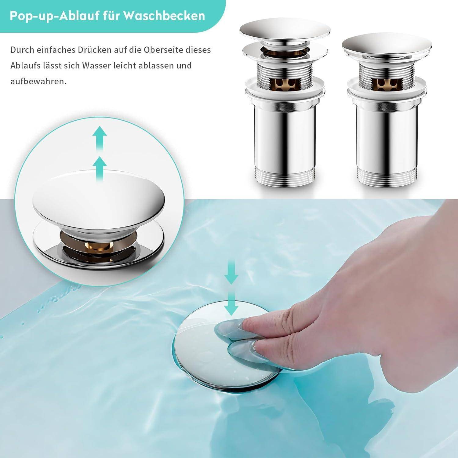 KAIYING G1¼ Waschbecken Ablaufgarnitur, Messing-Ablaufgarnitur Waschbecken, Pop Up Ablaufventil für Allgemeines Waschbecken, Waschbeckenstöpsel mit