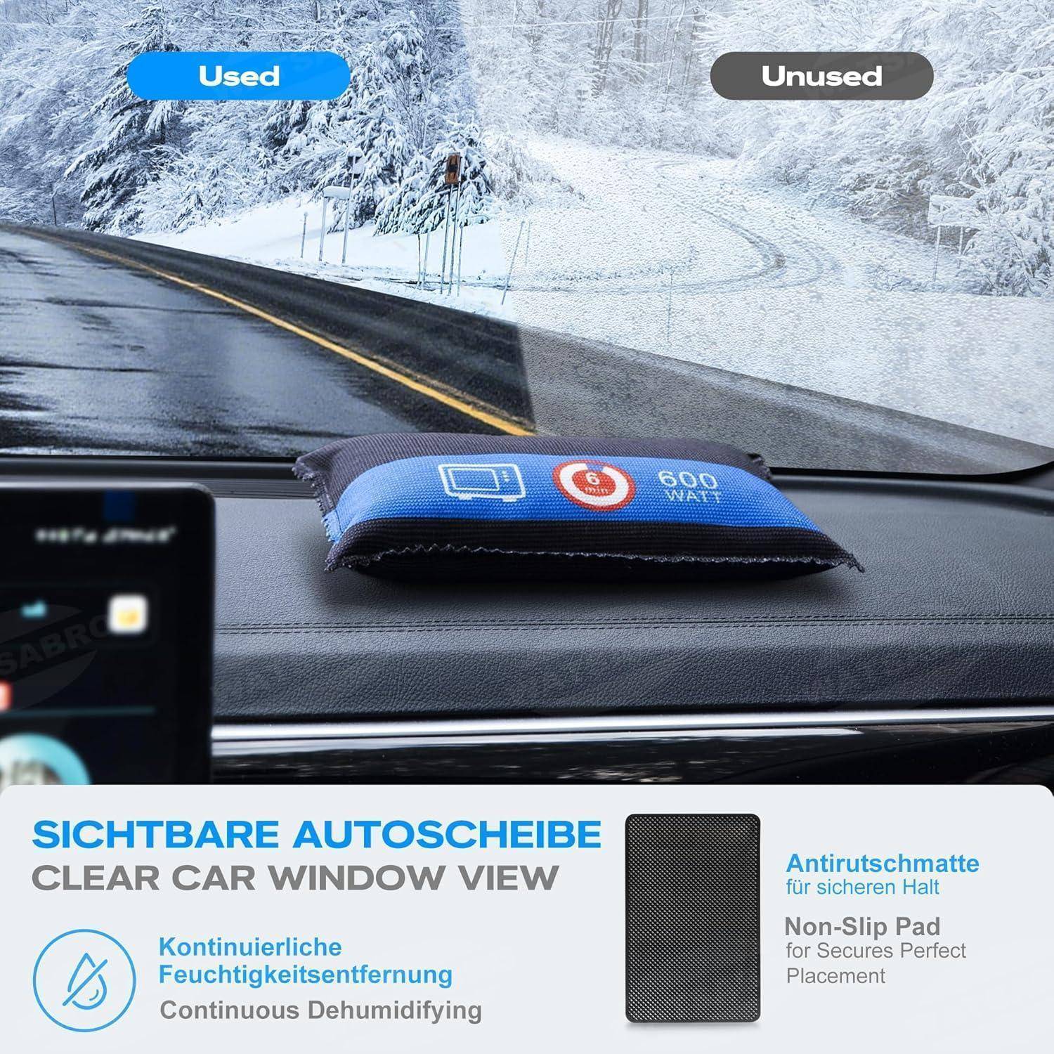 Autoscheibenansicht mit verbesserter Sichtbarkeit, die eine „benutzte