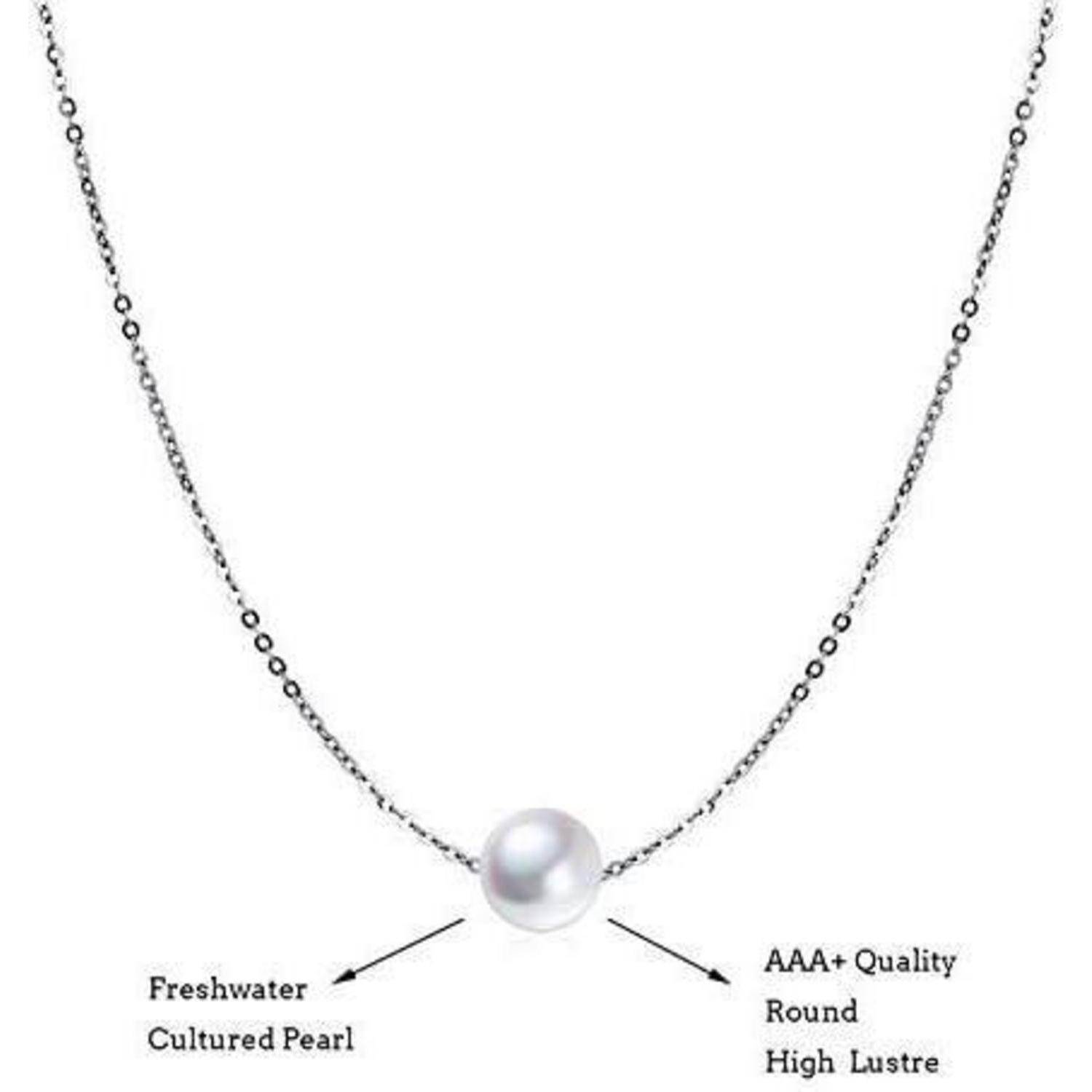 VONALA 925 Sterling Silber Single Perle Choker Halskette für Damen Mädchen 6mm/ 8mm Süßwasser Zuchtperle Perlen Halsband Ketten Hochzeit Brautjung