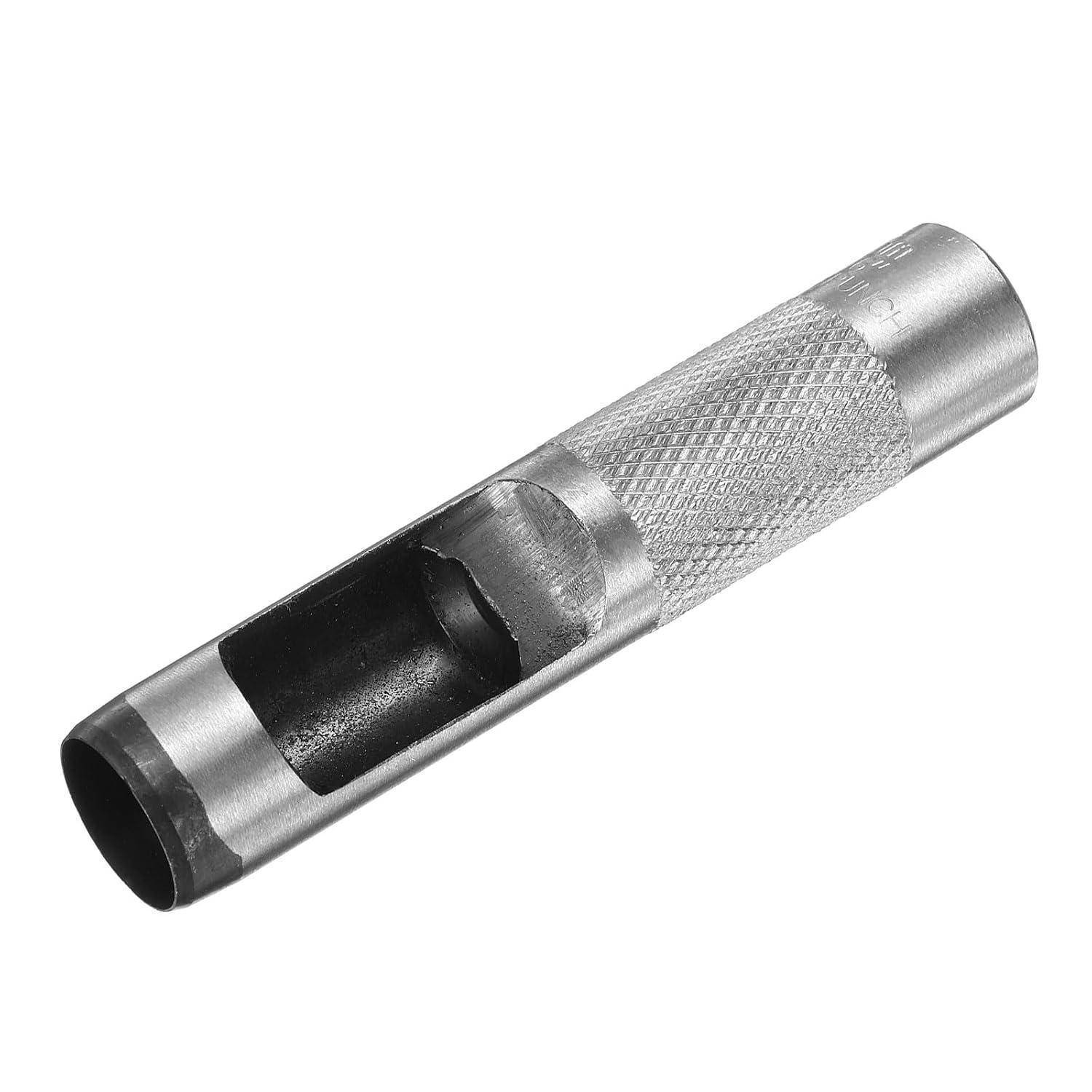 Metallrohr-Lochstanze mit geripptem Griff und seitlicher Ausschnittöffnung, gezeigt auf weißem Hintergrund.