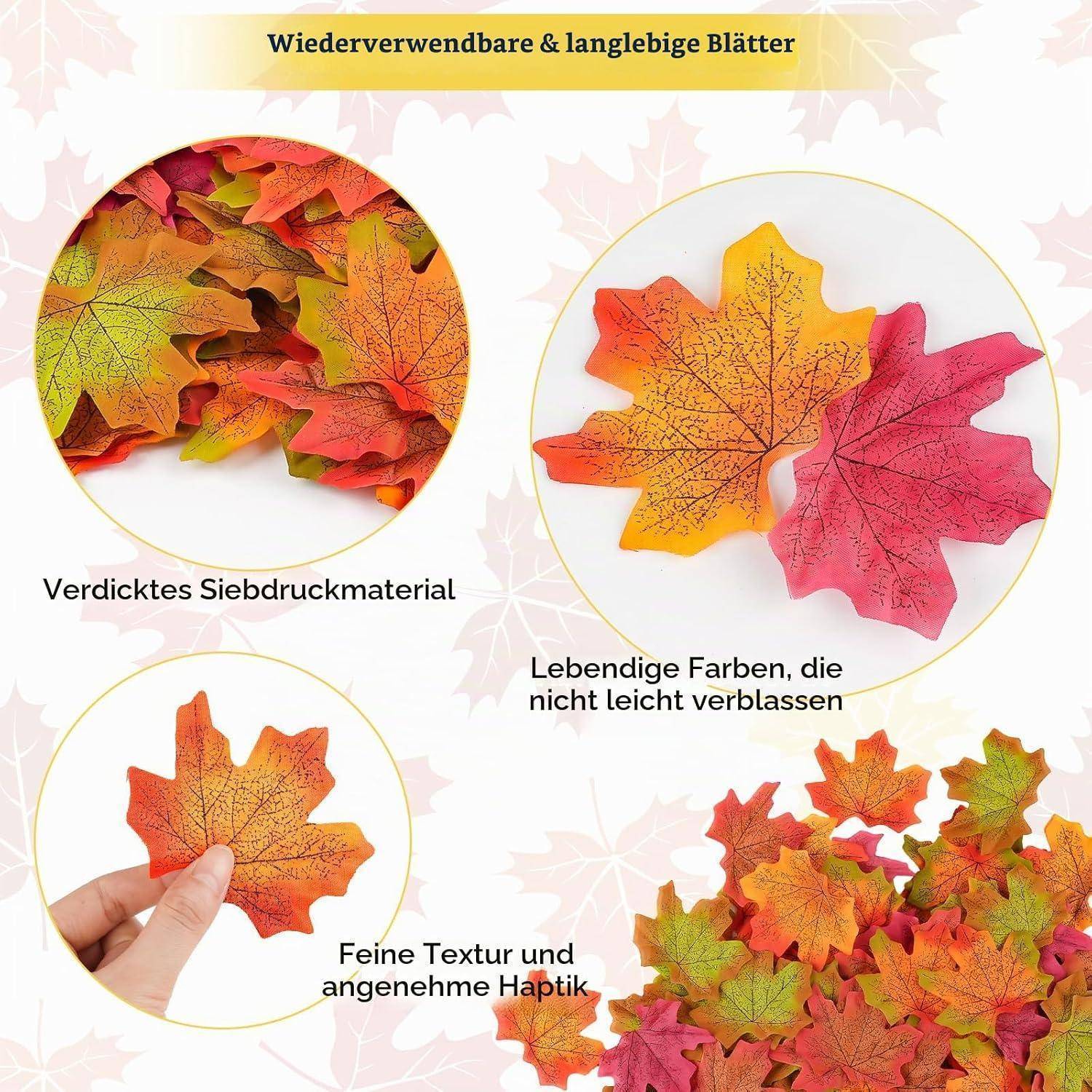 Herbstblätter Deko, 300Pcs künstliche Herbstblätter Herbst Kunstpflanze | Ahornblätter Herbstblätter,Blätter Streudeko, Simulation Herbst Wald d