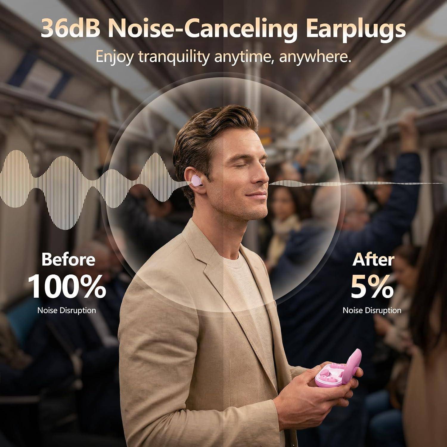 Ohrstöpsel Zum Schlafen 36dB Noise Cancelling, Gehörschutz Earplugs | Wiederverwendbaren, Erhältlich in 3 Größen (S/M/L) Earplugs Und Geeignet F