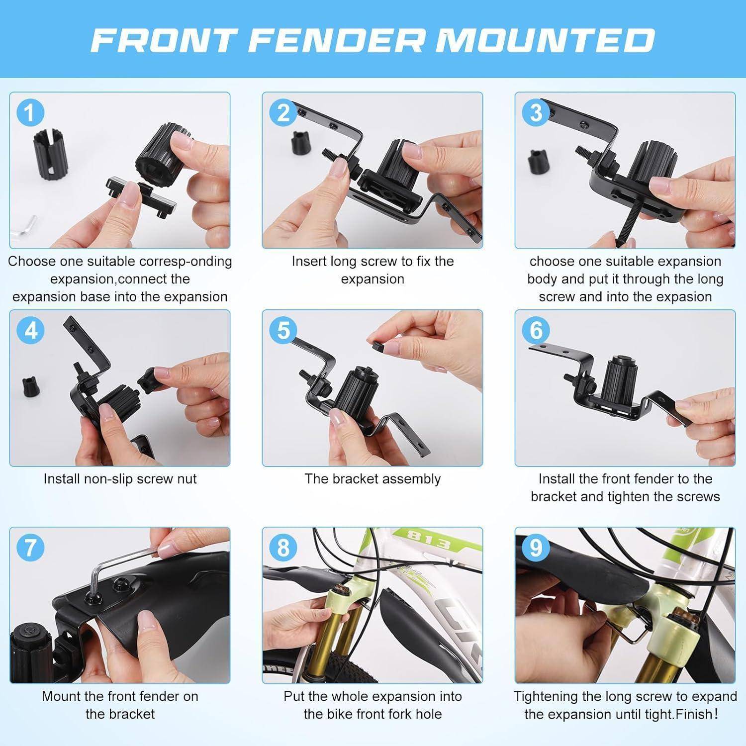 Hejo Fahrrad Schutzblech Set, Universal Schutzbleche Mountainbike, Einstellbar Vorne Hinten Mudguard Schutz für 24-27.5 Zoll MTB Rennrad