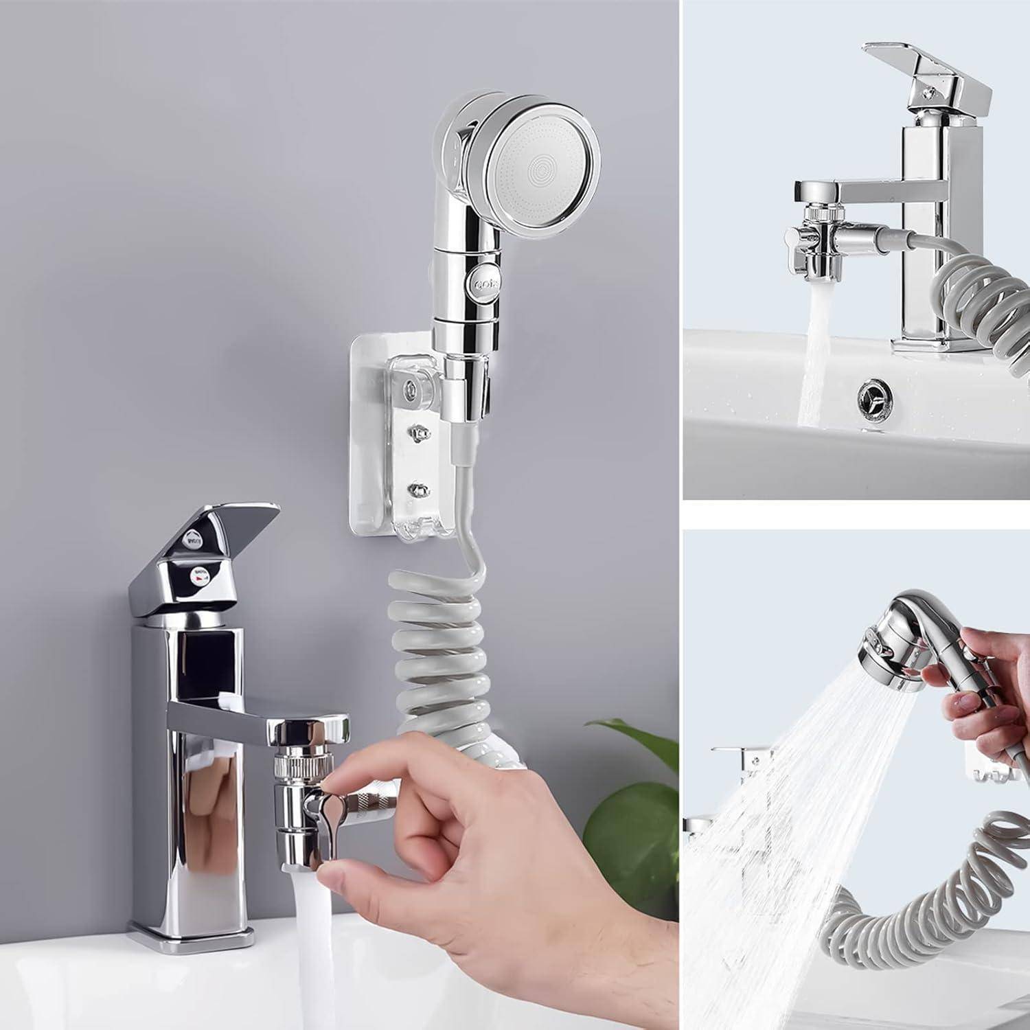 STOAT®Waschbecken-Duschkopf, Handbrause-Set mit Schlauch und Duschkopfhalter und Wasserhahnspender, Handbrause für Waschbecken，waschbeckenbrause