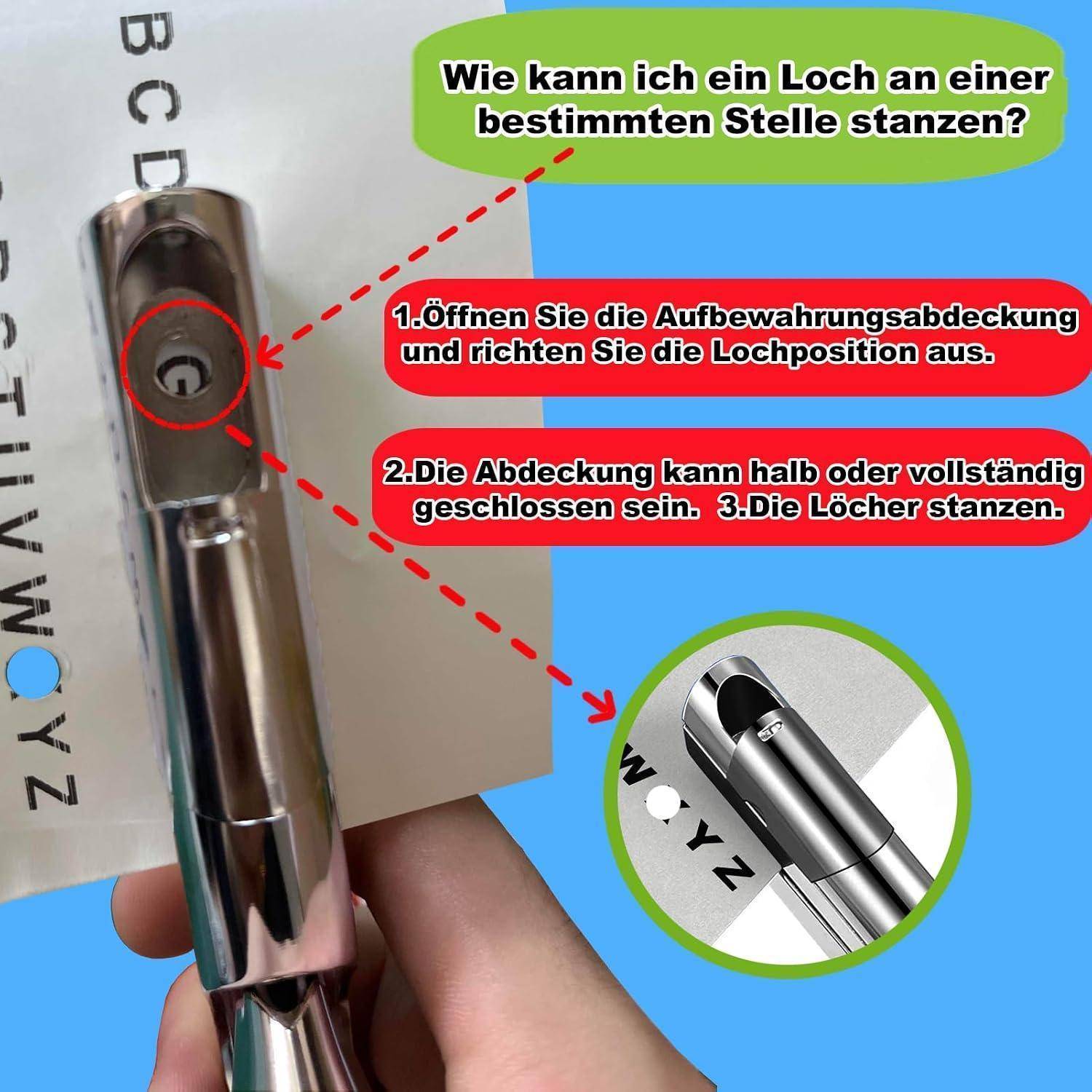 Lochzange Einzelloch Locher 6 mm Einzellochstanze Metall Lochzange Papier Locher Hochleistungslocher als Schreibtischzubehör mit