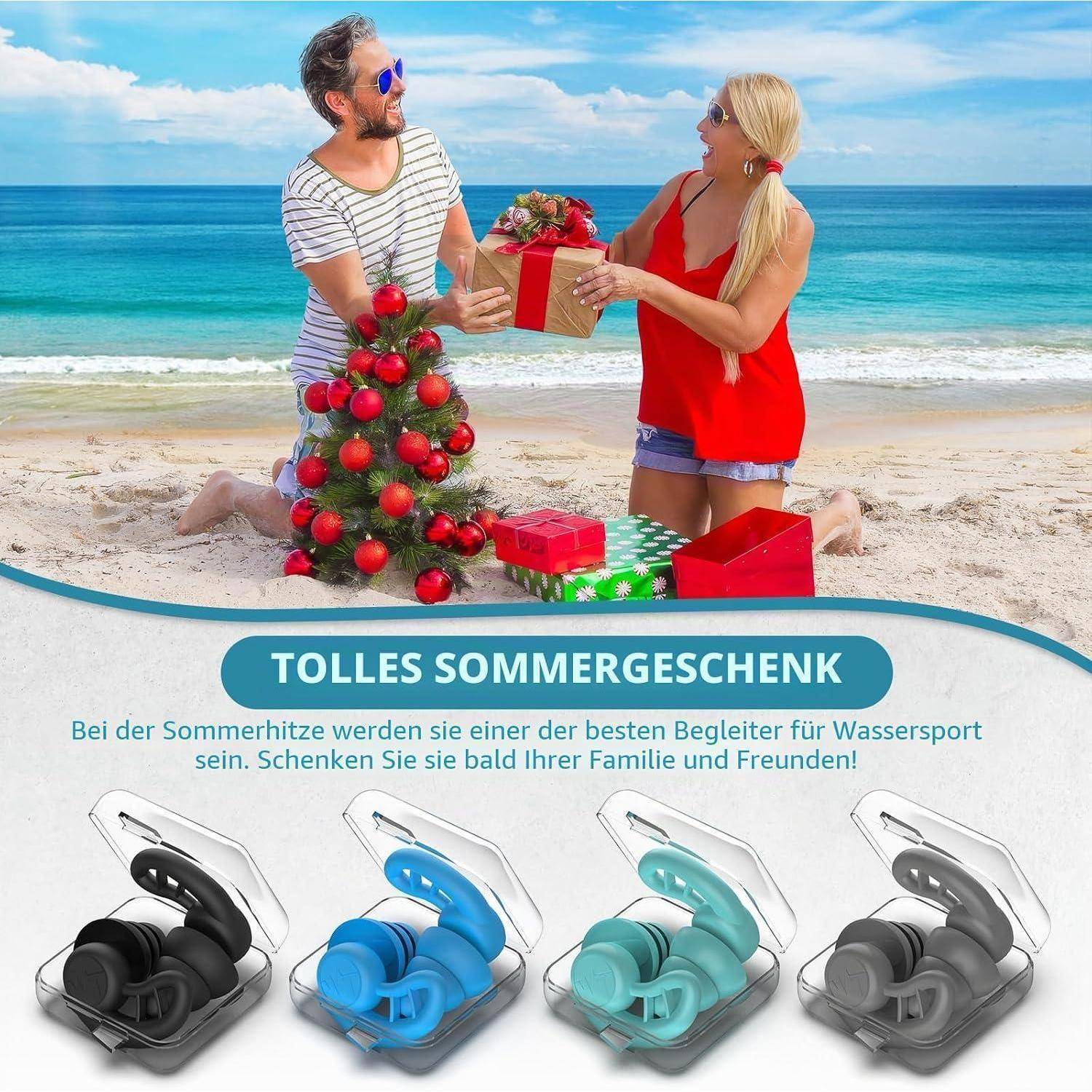 Schwimm-Ohrstöpsel für Erwachsene, wasserdicht, wiederverwendbar, Silikon, bunt, zum Schwimmen, Surfen, Schnorcheln, Duschen und Wasserbad, Strand