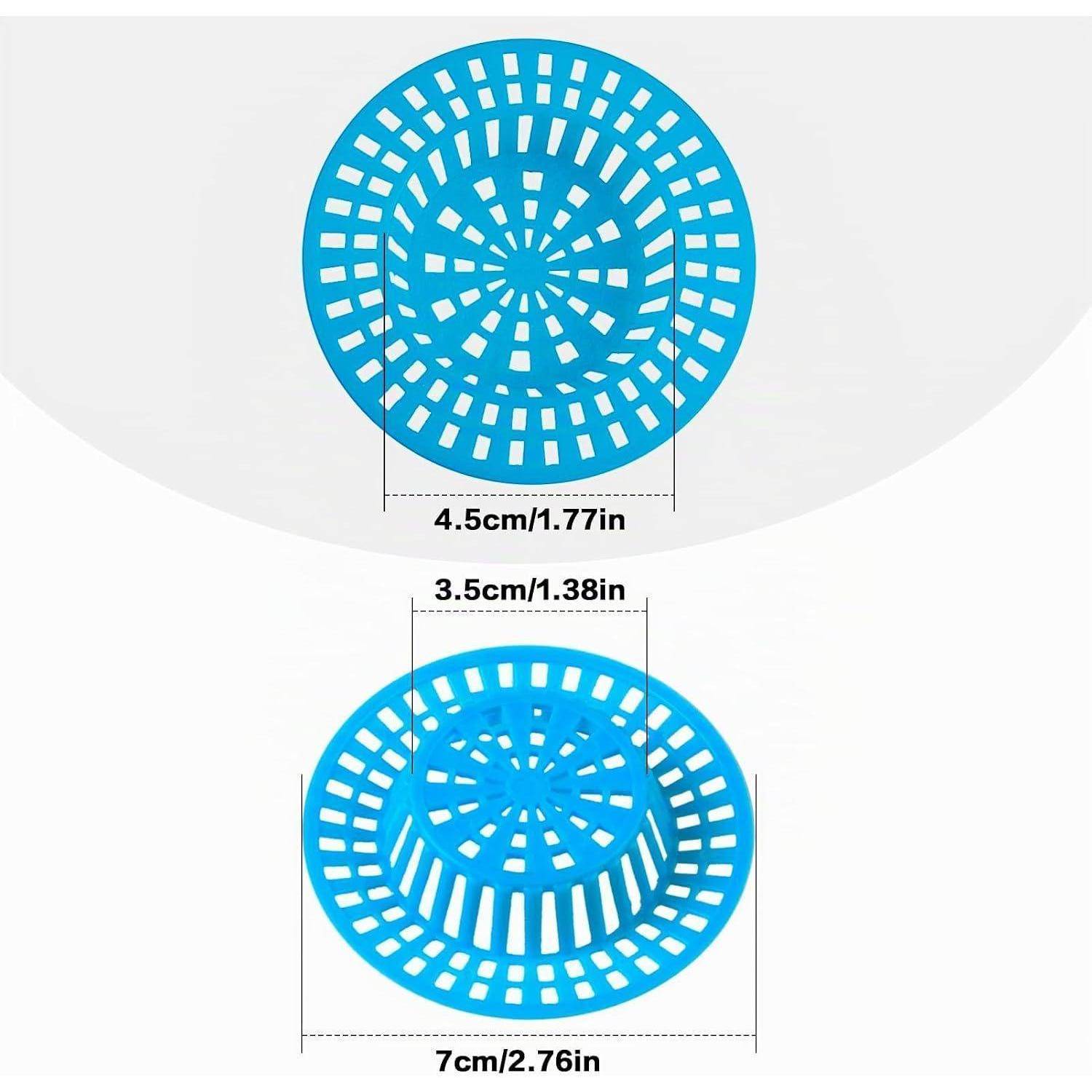 Darstellung einer blauen runden perforierten Scheibe, die in zwei Ansichten gezeigt wird, mit den Abmessungen 4,5 cm/1,77 Zoll, 3,5 cm/1,38 Zoll und 7 cm/2,76 Zoll.