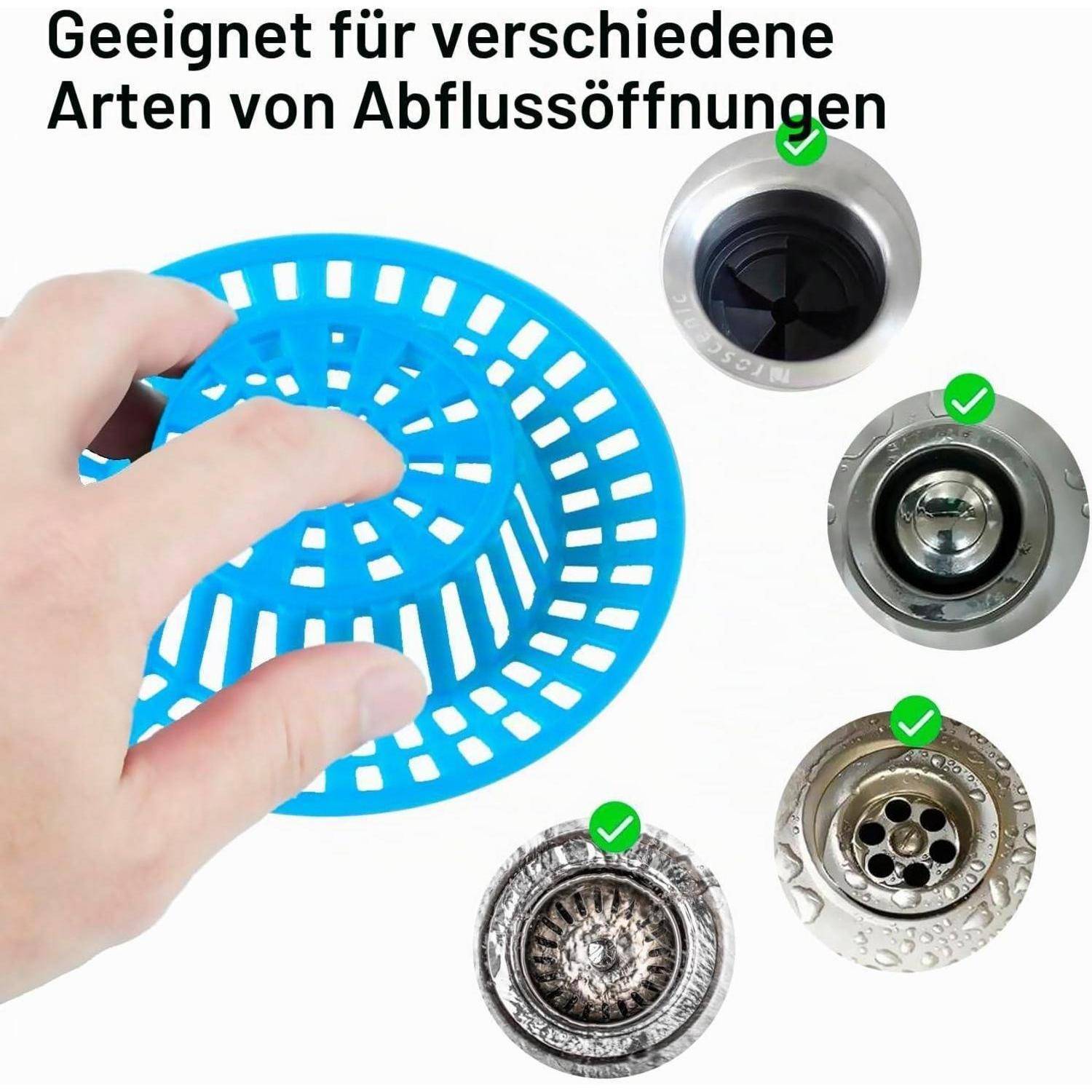 Abflusssieb, Spülbeckensieb, 7 x 7 cm, 24 Stück | Farbige Universal-Kunststoffsiebe für Spülbecken, Waschbecken, Badezimmer und Küche.