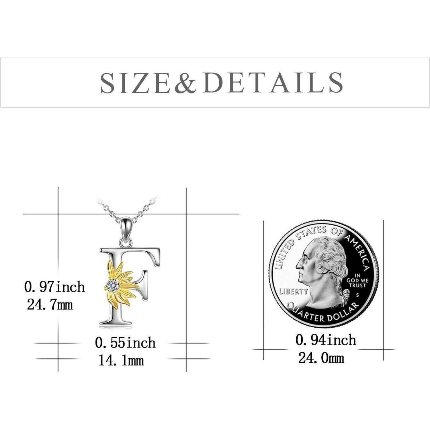 VONALA 925 Sterling Silber Sonnenblumen Halskette Sterling Silber Initial Alphabet Buchstabe Skript Name Anhänger Sonnenblumen Schmuck Geschenke für
