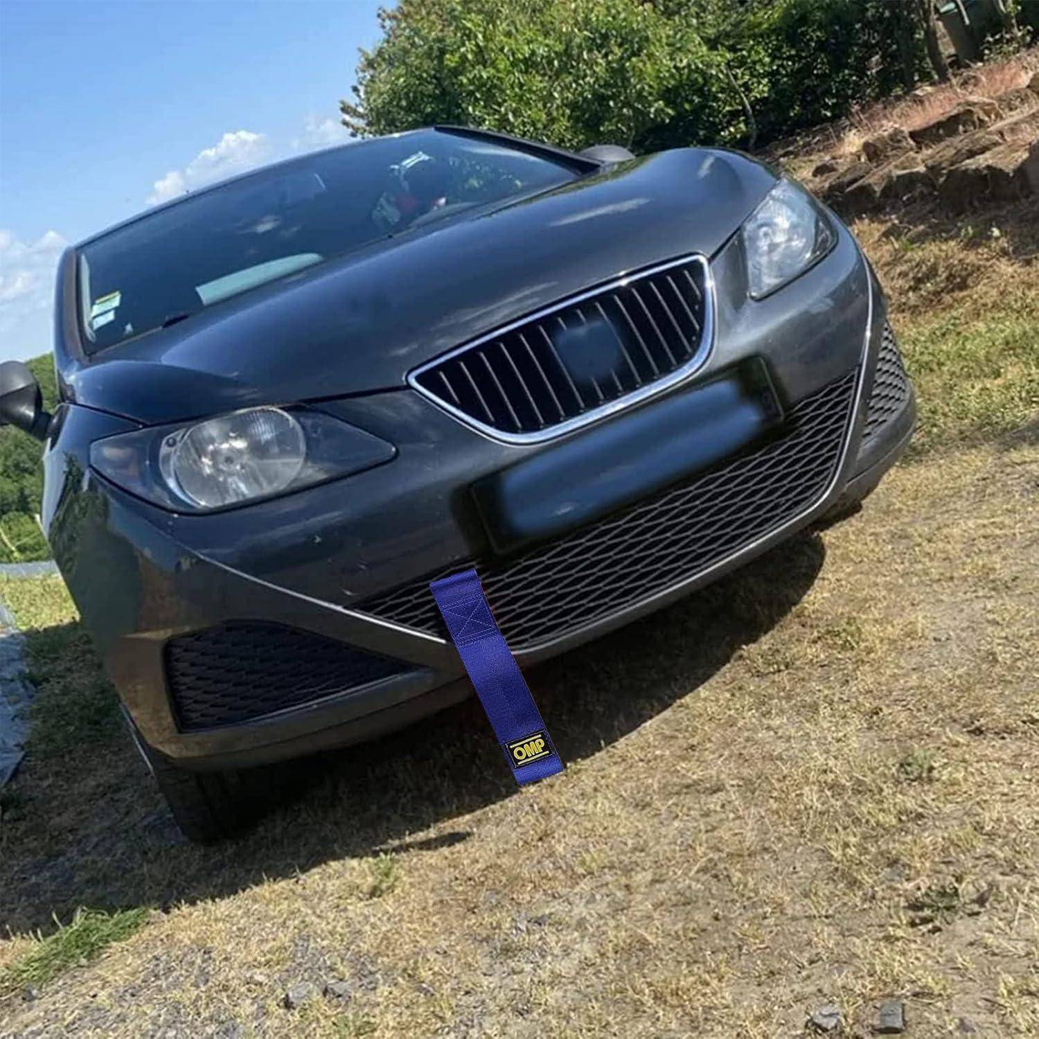 Hochfestes Abschleppseil Universal, 2 Stück, für Rennwagen, Front und Heckstoßstange, Racing (Blau) Blue