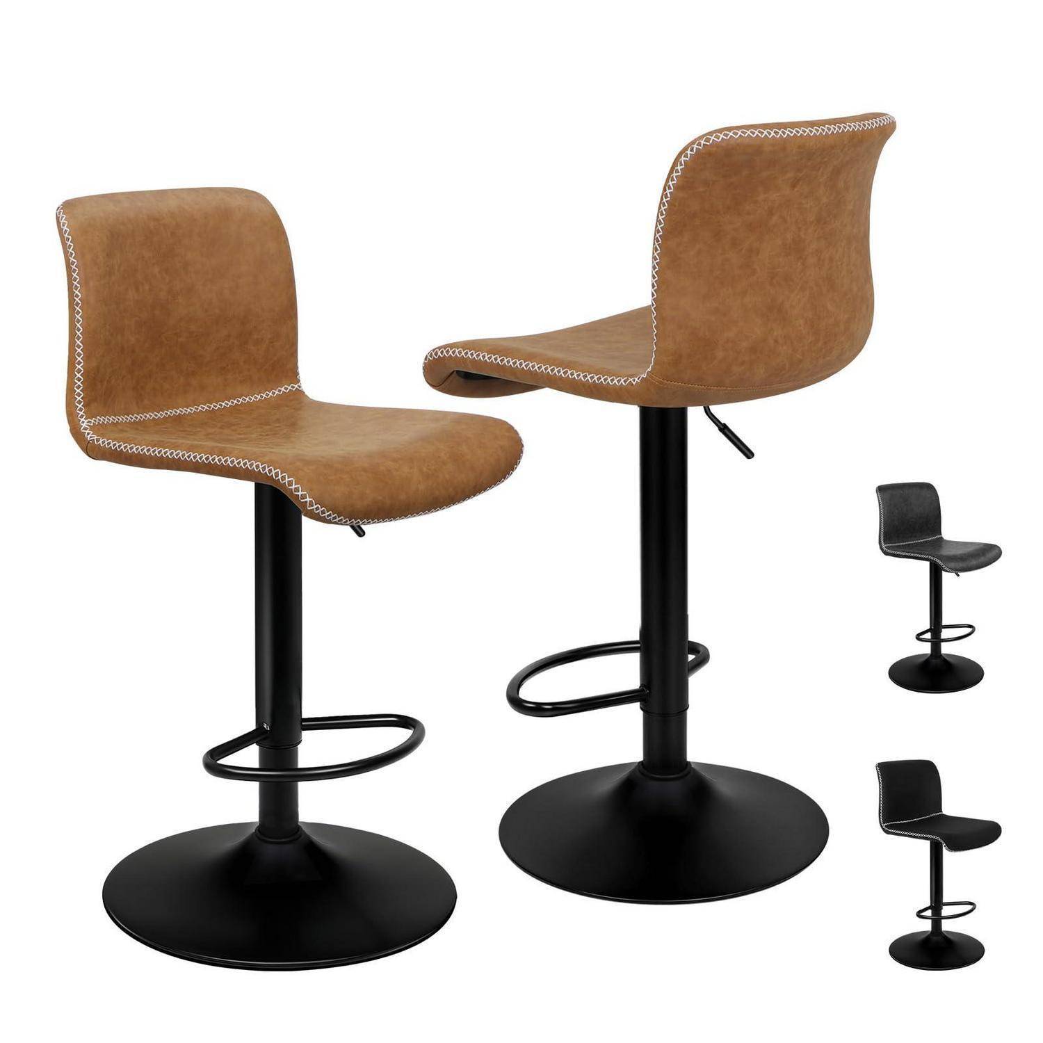 ALFORDSON Barhocker 2er-Set, gepolsterte Drehhocker mit Air-Lift-Design, Kunstleder Barhocker mit Rückenlehne, höhenverstellbar, für Küche und Zuh