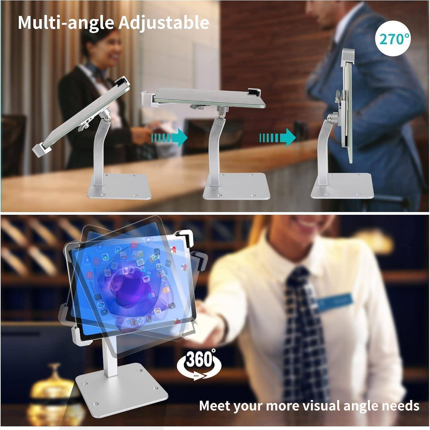 woleyi Tischhalterung Tablet Diebstahlsicherung, Kiosk Tablet Stand mit Schloss, Anti Diebstahl Desktop Tablet Halterung für iPad Pro 12.9/ Air