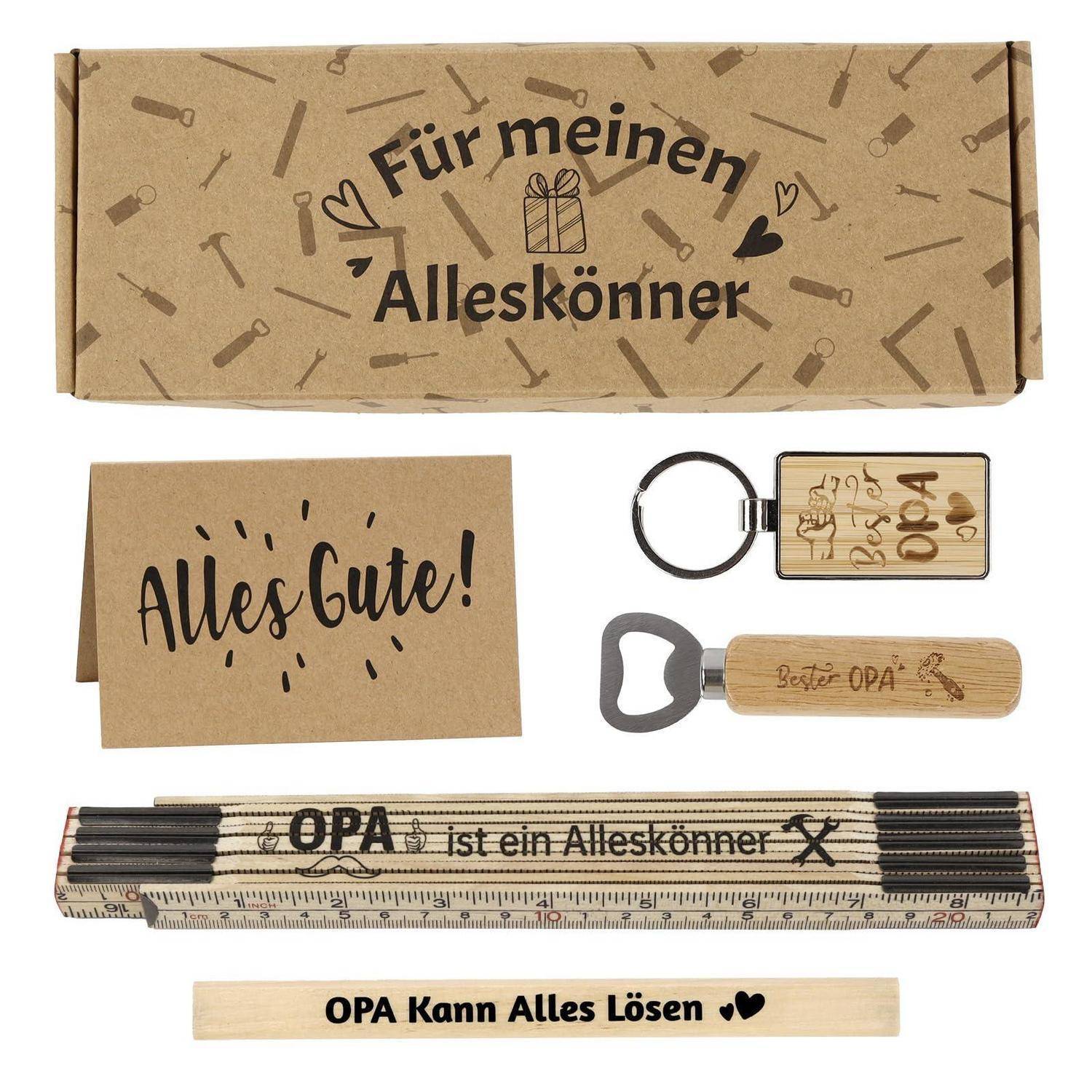 Geschenkset für Opa mit einer Box mit der Aufschrift „Für meinen Alleskönner