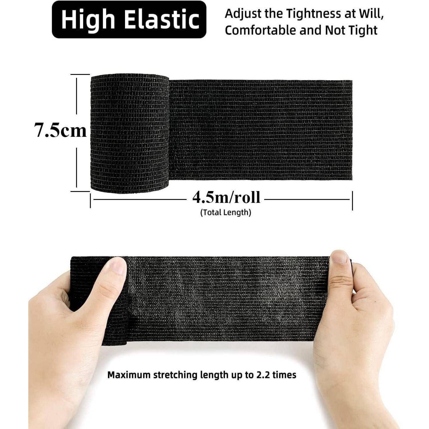 Selbstklebender Verband, 8 Rollen x 7,5cm x 4,5m Pflaster Rolle Verbandsmaterial, Elastische Binde Bandage Fixierbinde Haftbandage Selbstklebend