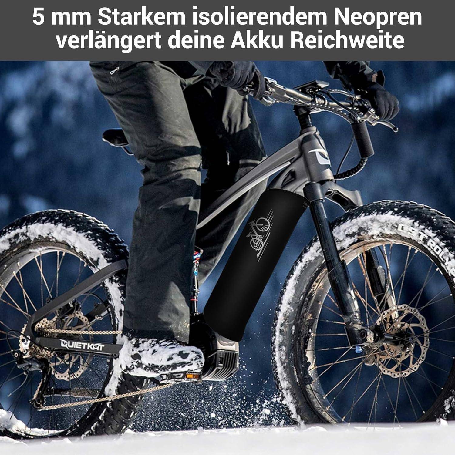 E-Bike Akku Schutzhülle, [Für 28-45 cm Rahmenumfang], Thermoschutzhülle fürs E Bike, Schützt vor Kälte und Schmutz, Neopren Akku Schutz, Akku Sc