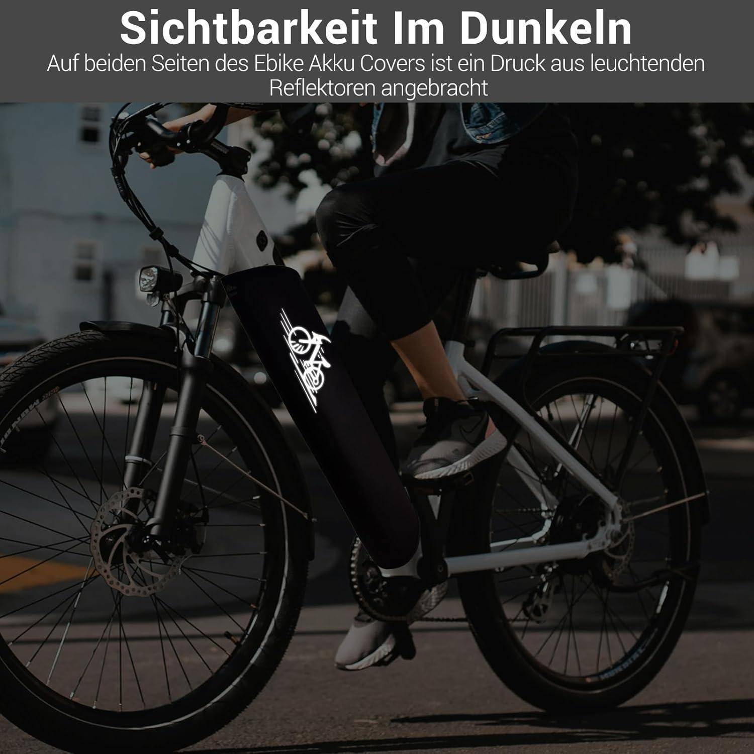 E-Bike Akku Schutzhülle, [Für 28-45 cm Rahmenumfang], Thermoschutzhülle fürs E Bike, Schützt vor Kälte und Schmutz, Neopren Akku Schutz, Akku Sc