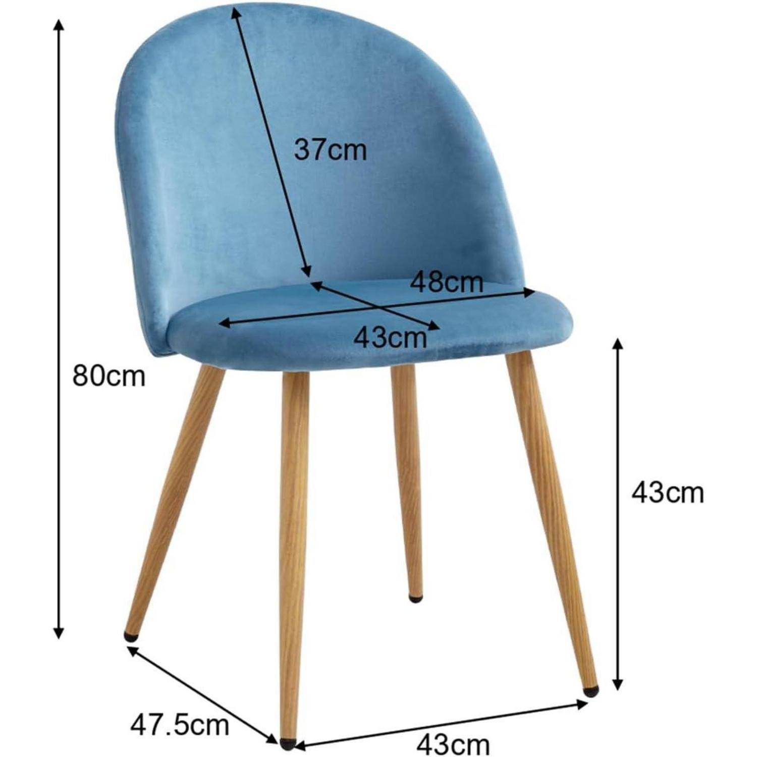 2/4/6 Stuhl mit Samt-Esszimmerstuhl-Set für Wohnzimmer, Schlafzimmer, Küche (Blau-2) 2 Stühle Blau