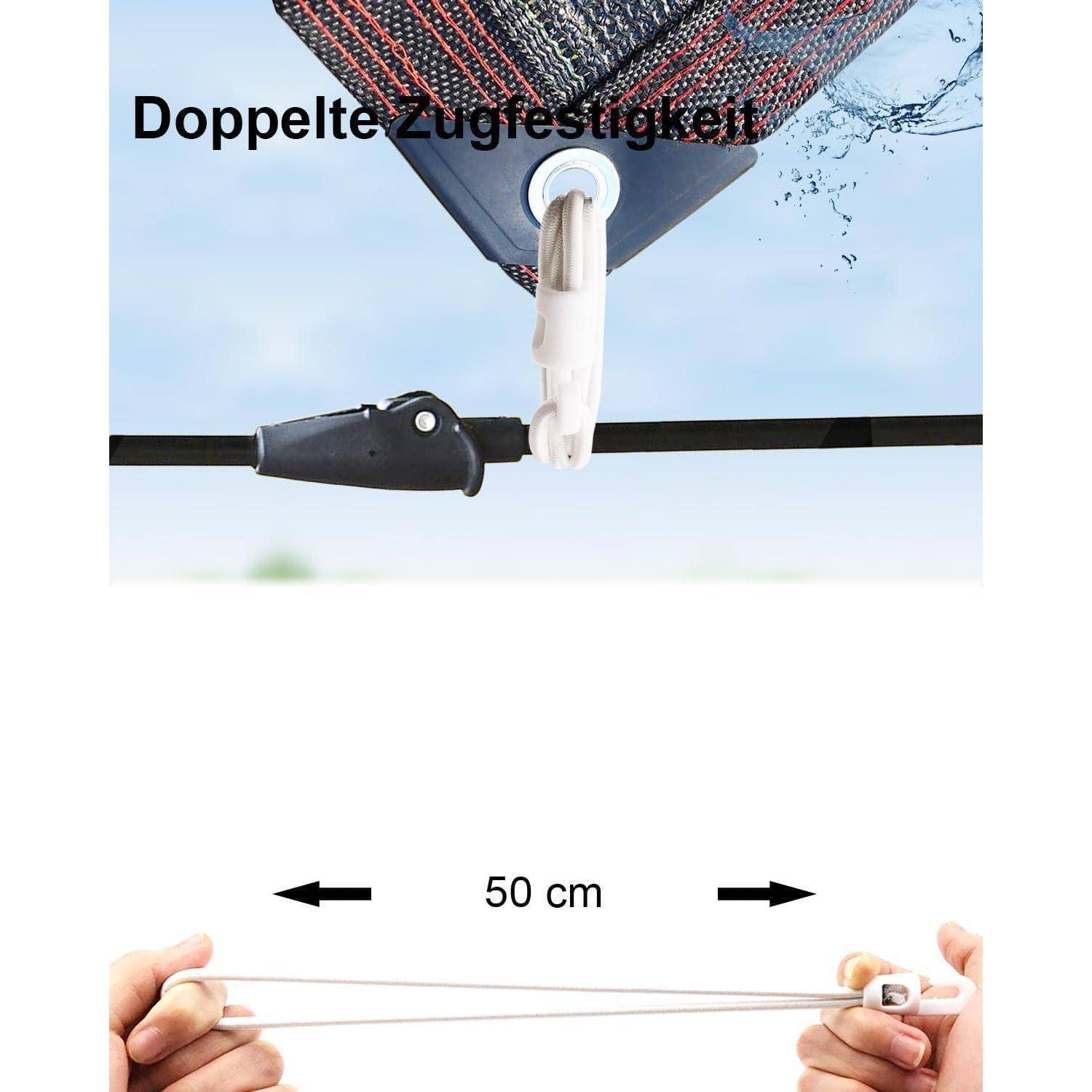 Spanngummi mit Haken 50 Stück - Expander mit Haken 25 cm, Planenspanner Gummispanner mit Haken für Camping Planen (Weiß) 25 cm Weiß 50 Stück