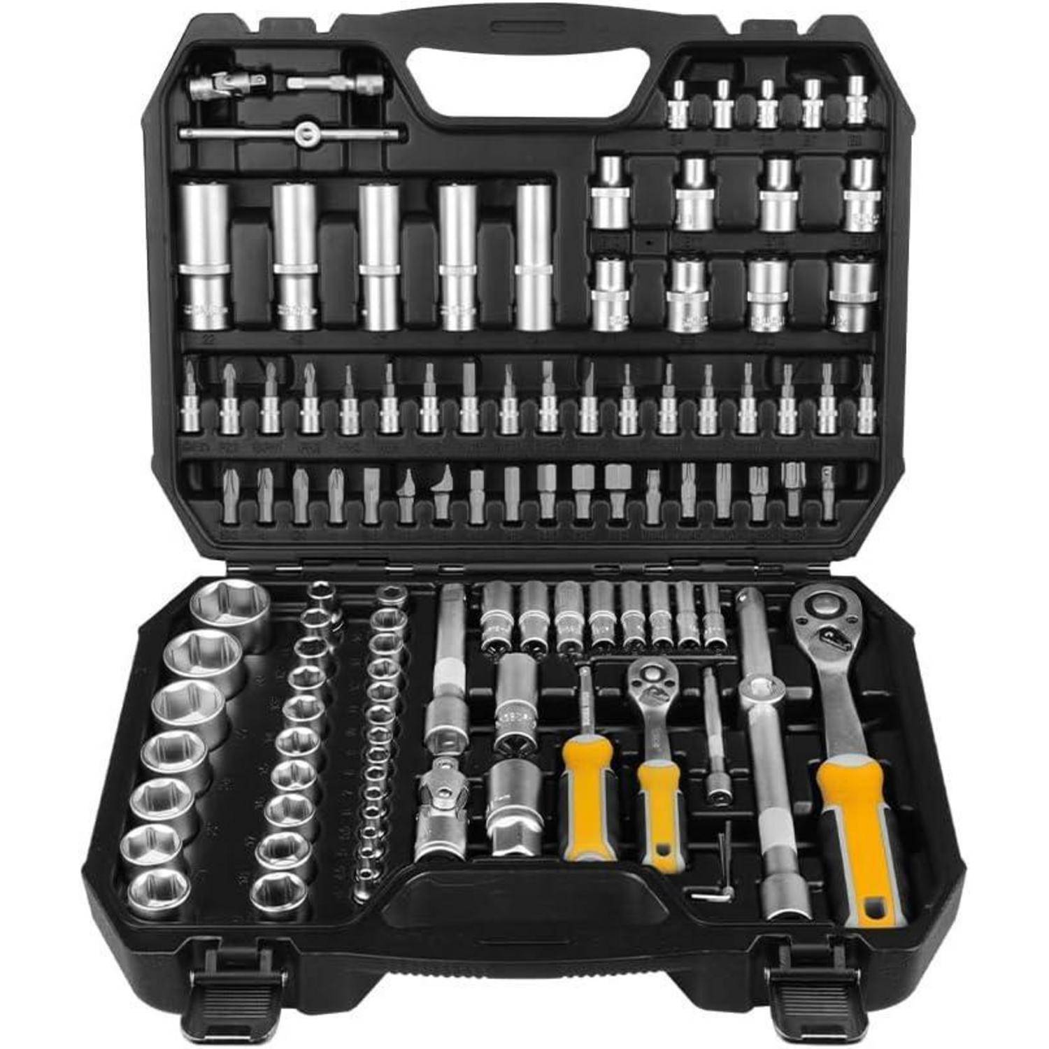 Hoteche Steckschlüsselsatz 110-teilig 1/4"&1/2" Werkzeugkoffer-Set - Professionelles Werkzeugset
