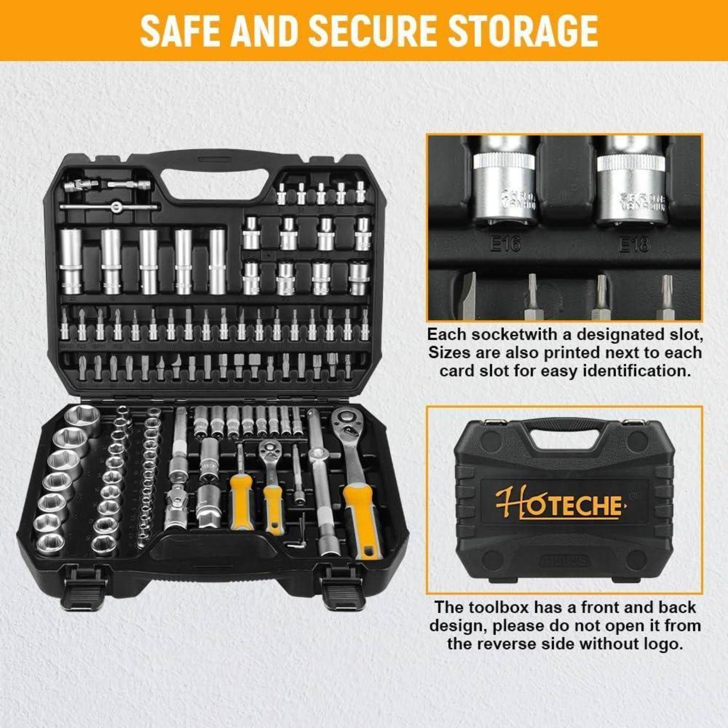 Hoteche Steckschlüsselsatz 110-teilig 1/4"&amp;1/2" Werkzeugkoffer-Set - Professionelles Werkzeugset