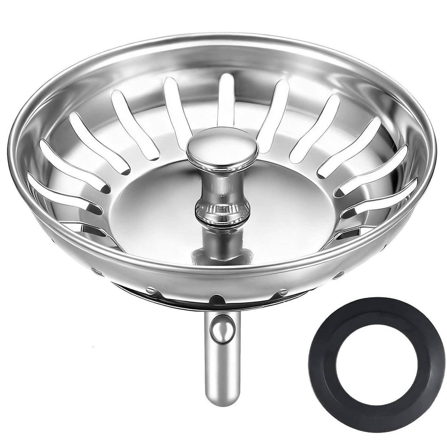 HUAERSICO Abflussstopfen mit Sieb Ø 81–82 mm, Abflusssieb Küchenspüle | Edelstahl, Universell für Spülbecken mit Abflussöffnung über 82 mm, L