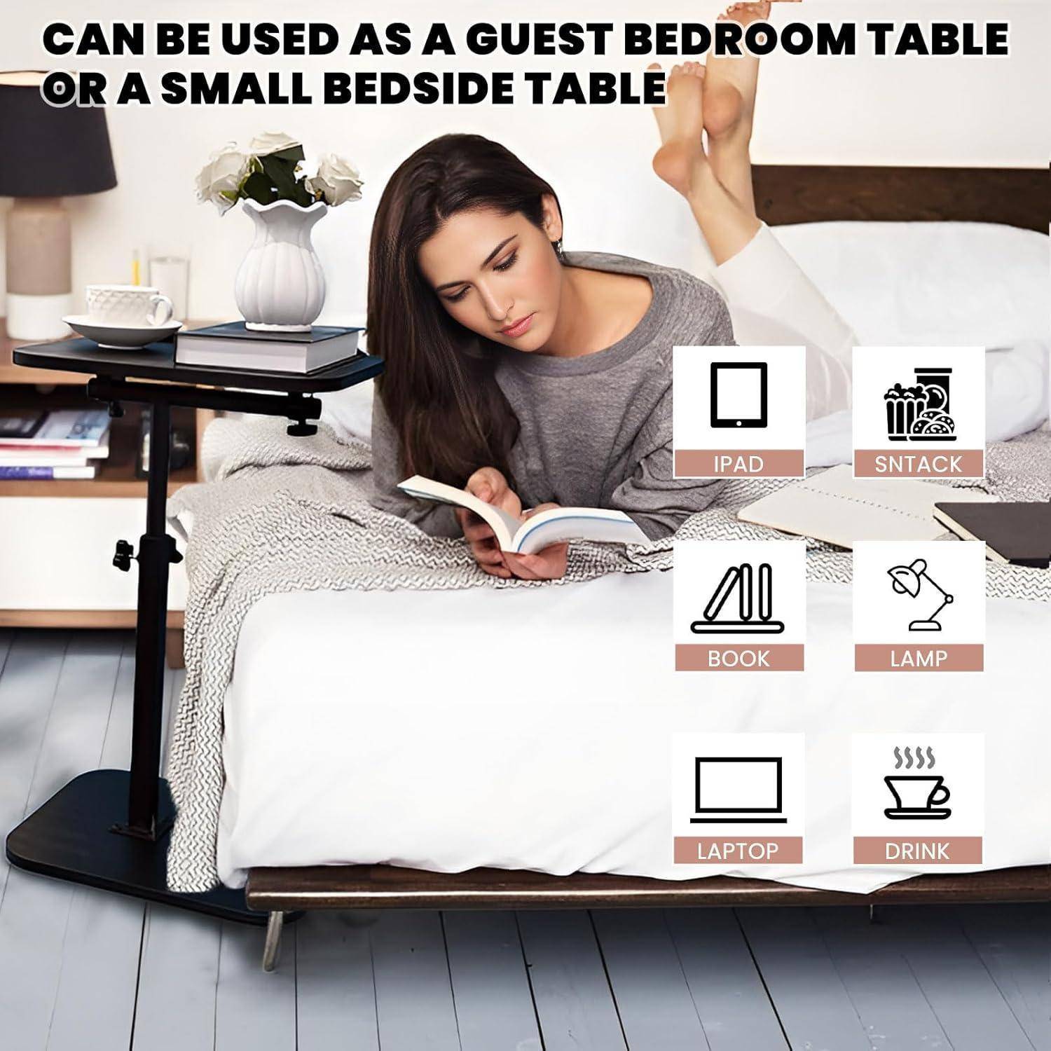 C-Tisch-Beistelltisch höhenverstellbar Laptop-Tisch für Couch, Bett, Leseecke C-förmiger Beistelltisch für Couch 360° drehbarer TV-Tablett Coucht