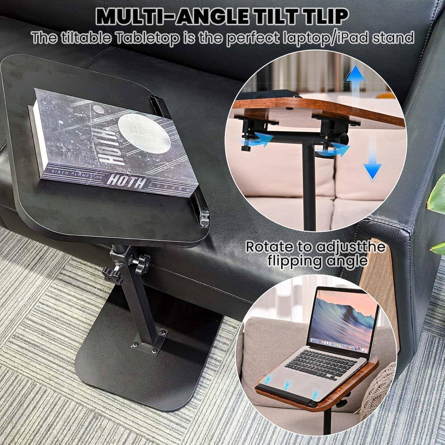 C-Tisch-Beistelltisch höhenverstellbar Laptop-Tisch für Couch, Bett, Leseecke C-förmiger Beistelltisch für Couch 360° drehbarer TV-Tablett Coucht