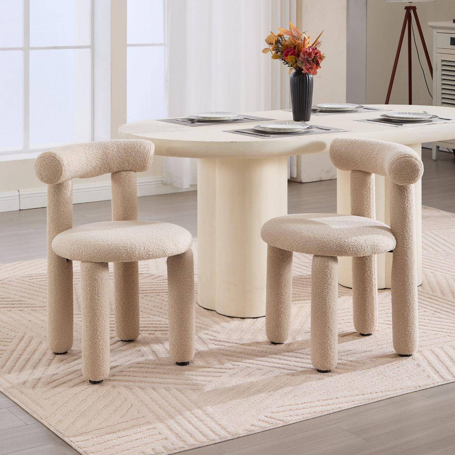 chairus Küchenstühle 2er Set Kunstfell Esszimmerstühle ohne Armlehne Moderne Akzentstühle für Esszimmer Gepolsterte Stühle Wohnzimmer Küche, Kh