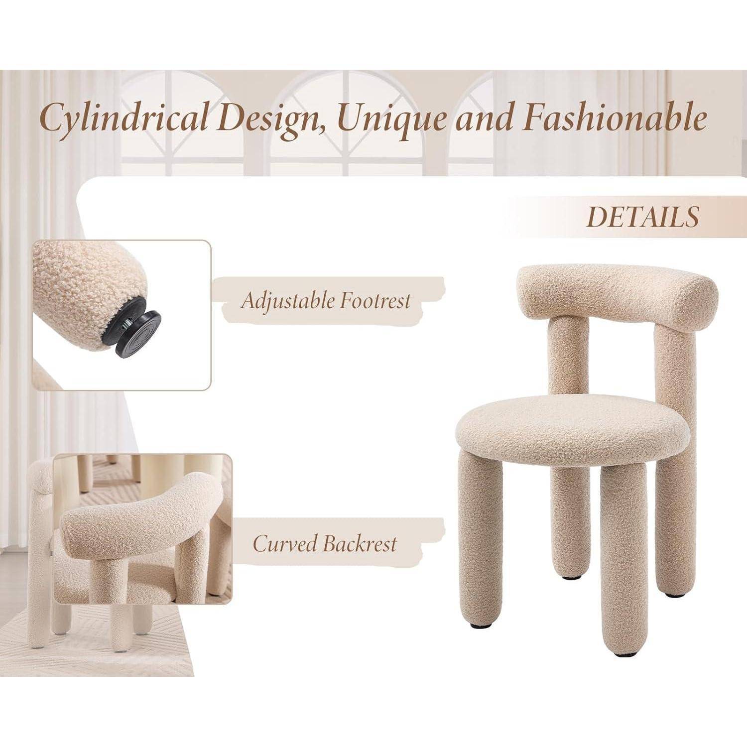 chairus Küchenstühle 2er Set Kunstfell Esszimmerstühle ohne Armlehne Moderne Akzentstühle für Esszimmer Gepolsterte Stühle Wohnzimmer Küche, Kh