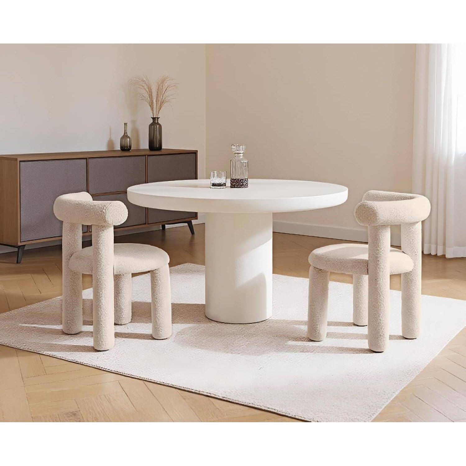 chairus Küchenstühle 2er Set Kunstfell Esszimmerstühle ohne Armlehne Moderne Akzentstühle für Esszimmer Gepolsterte Stühle Wohnzimmer Küche, Kh