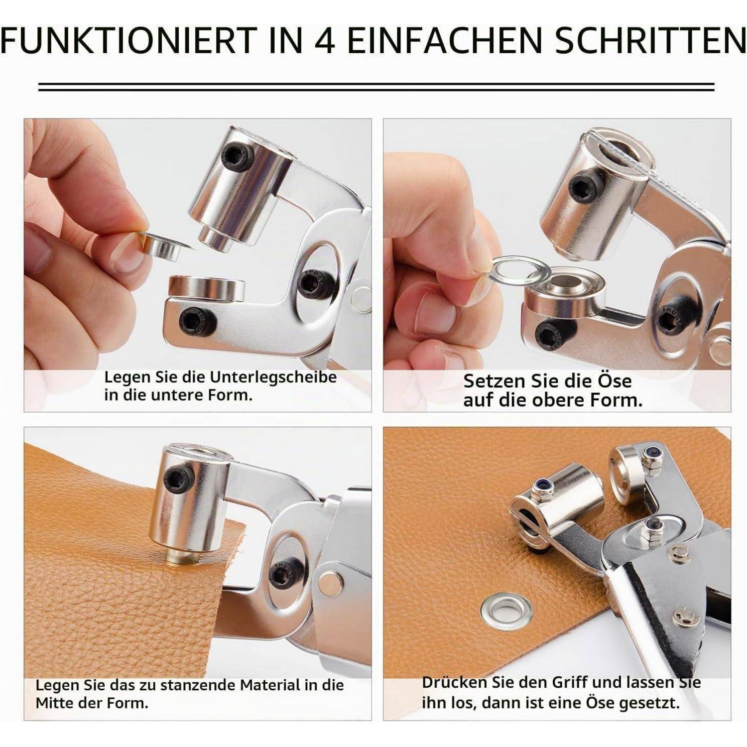 Ecraft Ösenzange-WerkzeugSet: (10 mm) mit 500 silbernen Ösen Ösenzange Metallösen Kits Ösenlochzange Set Banner Maker Maschine für Stoffe,Planen