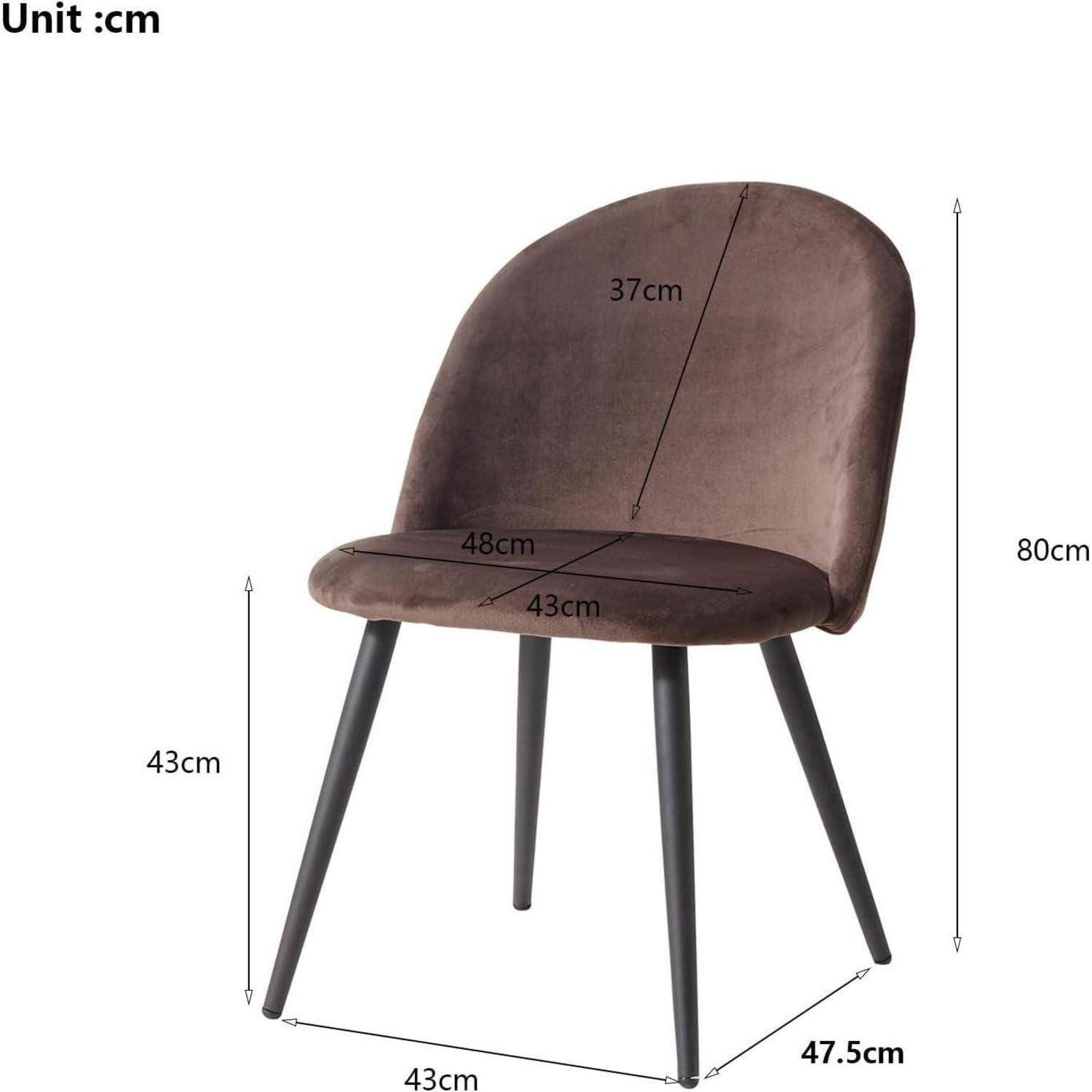 Set mit 2/4/6 Stühlen mit Samt-Rückenlehne für Küche, Wohnzimmer, Esszimmer, Schlafzimmer (Braun-2) 2 Stühle Braun