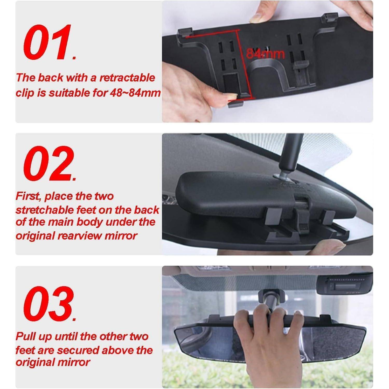 Rückspiegel, Auto Innenspiegel zum Aufstecken, Universal Auto Panorama Rückspiegel, Weitwinkel Rückspiegel für Auto, SUV, CRV, Trucks