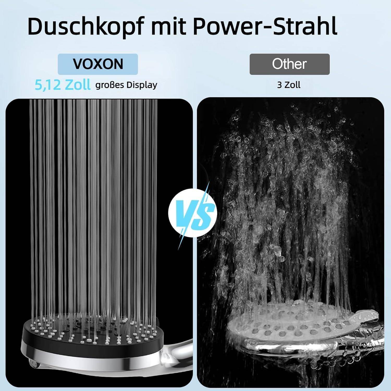 VOXON Duschkopf mit Schlauch 1,5M, Shower Head mit 10 Strahlarten, Handbrause Duschbrause Hoher Wasserdruck Starker Strahl für Reinigung von